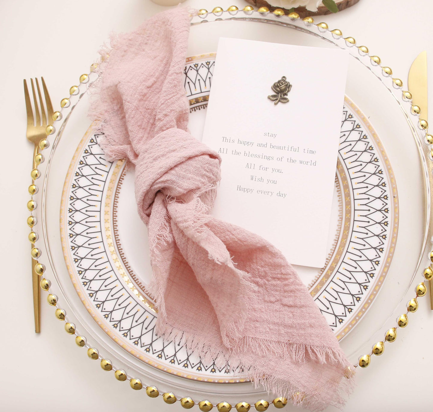 Cloth Napkins with Fringe Set of 12,100% Soft Cotton, Gauze Washable Easter Napkins for Wedding Decorative Dinner Parties, Valentine's Day (16''*16'') Light Blue