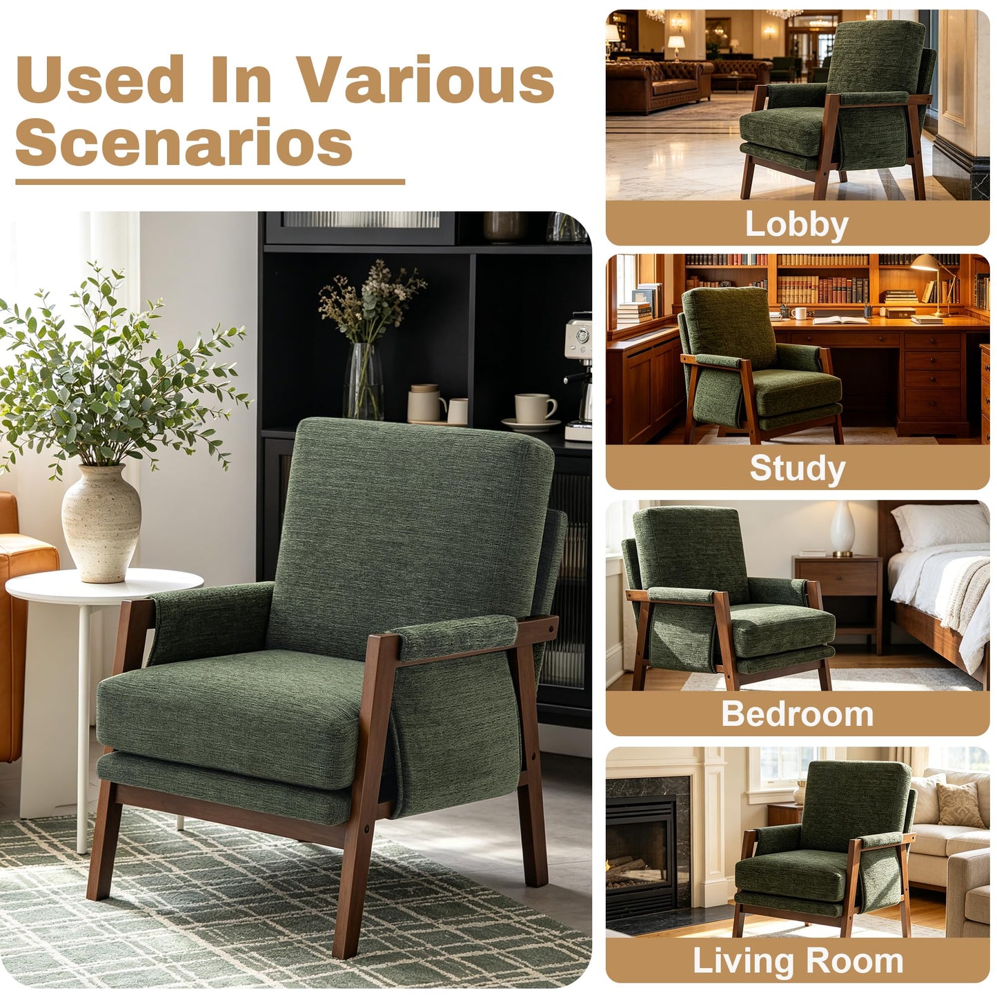 Modern Accent Armchair_Solid Wood