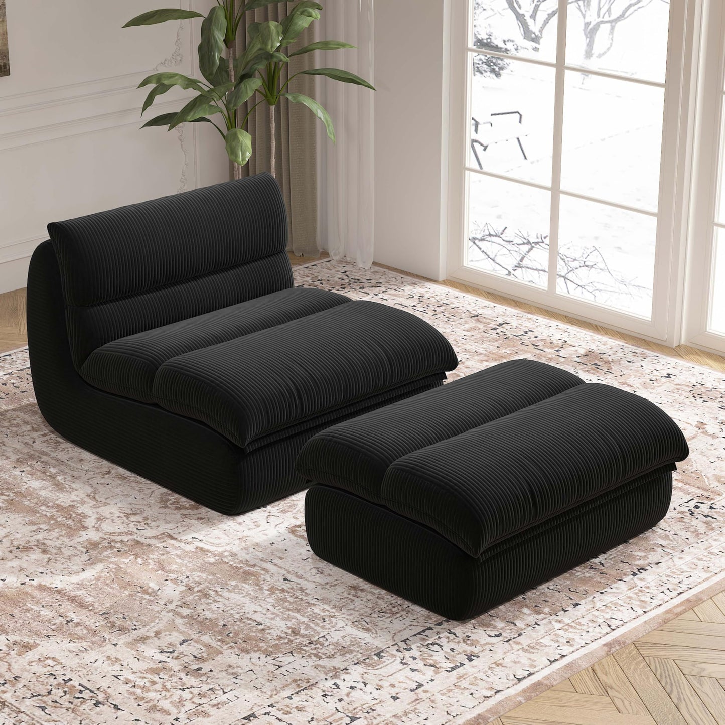 Cozy Comfy Bean Bag Chair with Ottoman
