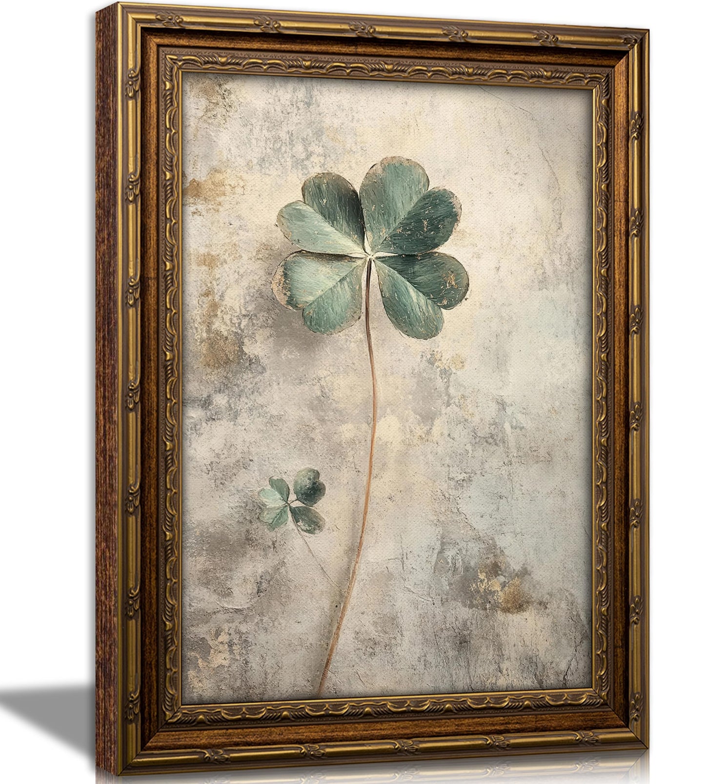 Vintage Gold Framed Moody Flower Canvas Wall Art