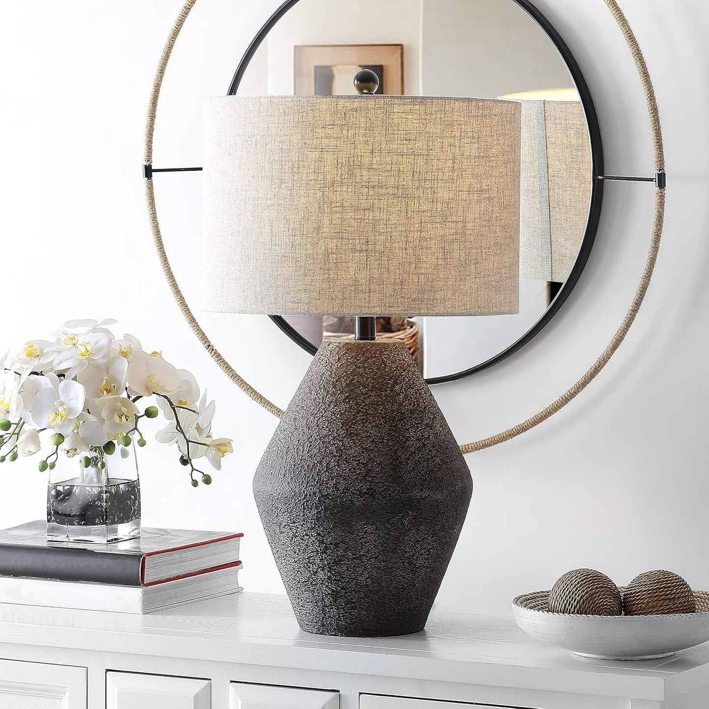 SAFAVIEH Lighting Collection – Ersta Brown Modern Rustic Farmhouse Table Lamp, 27-Inch Accent Lamp for Bedroom, Living Room, Home Office (TBL4367A)