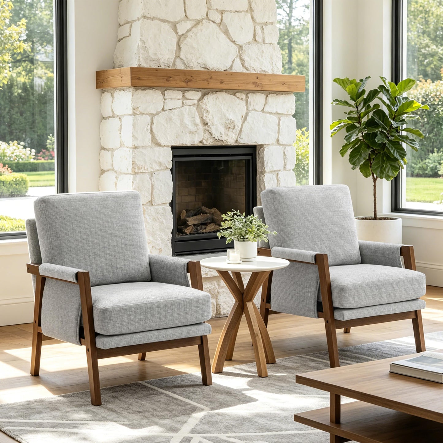 Modern Accent Armchair_Solid Wood