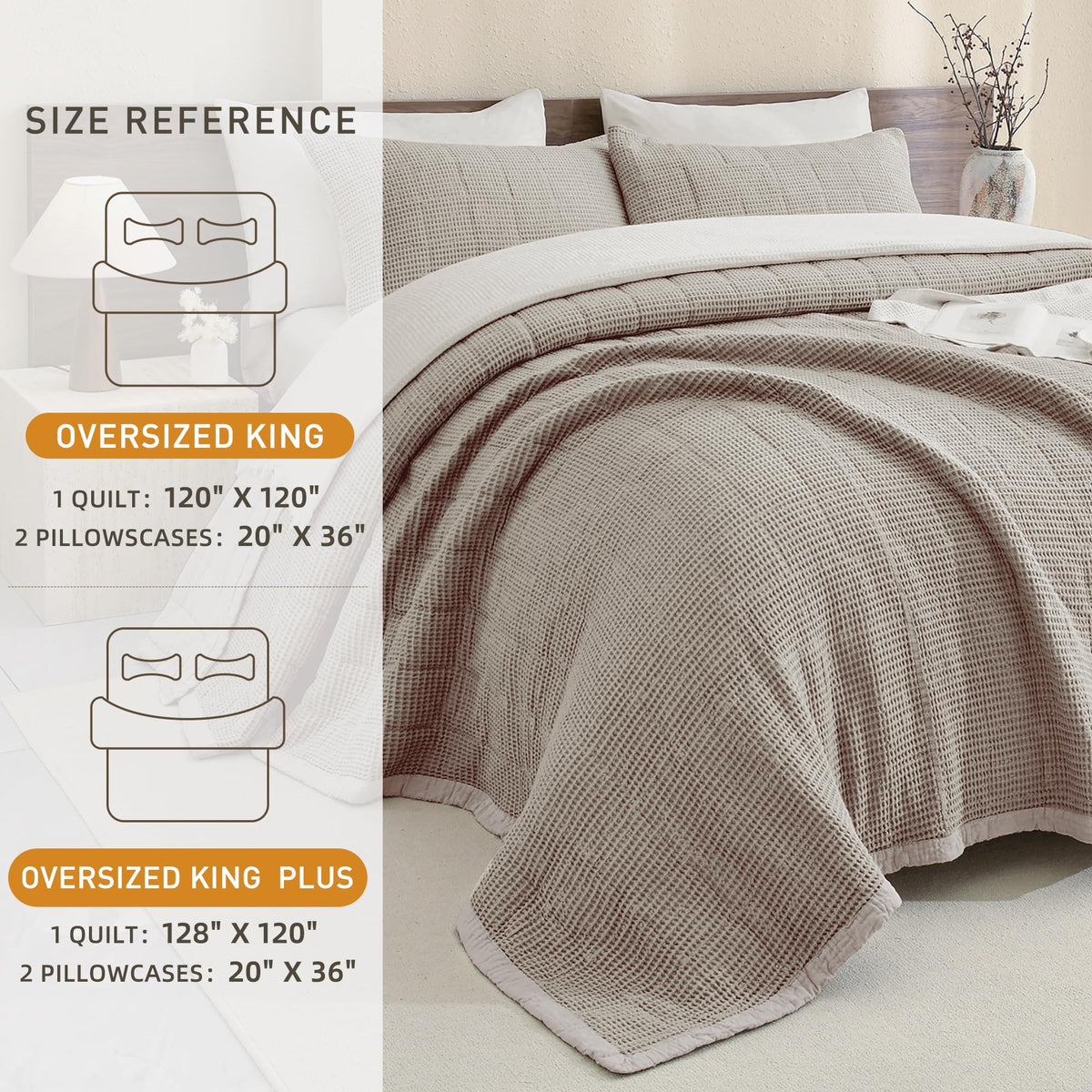Oversized Waffle Weave Lightweight Coverlets_3 Pieces