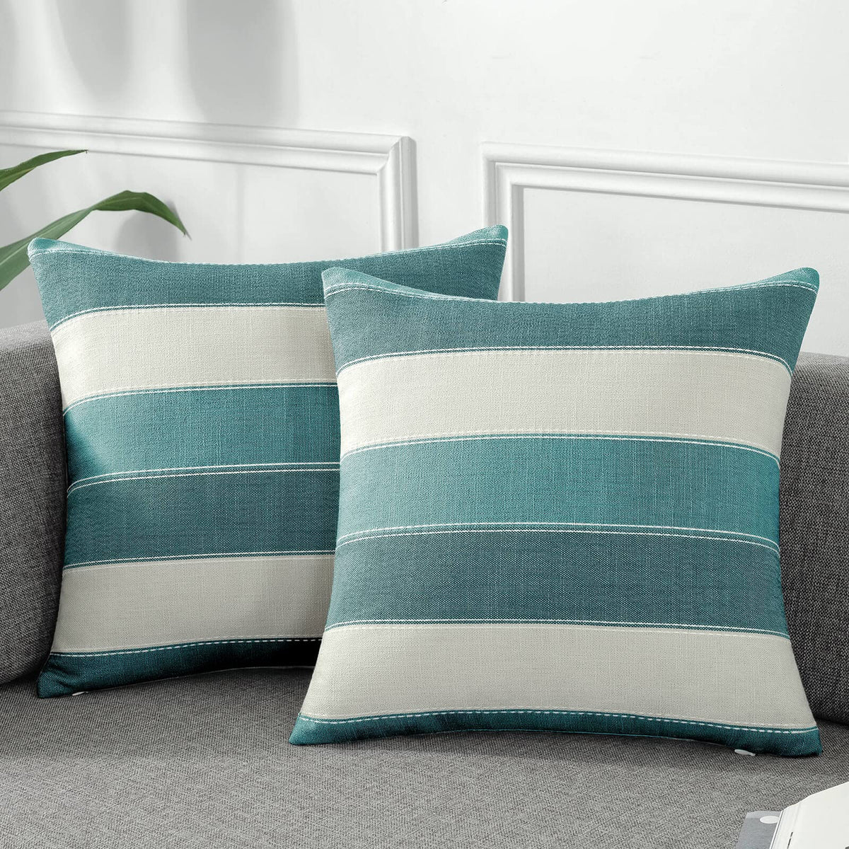 2 Pair Stripe Check Throw Pillow Covers 18x18Inch