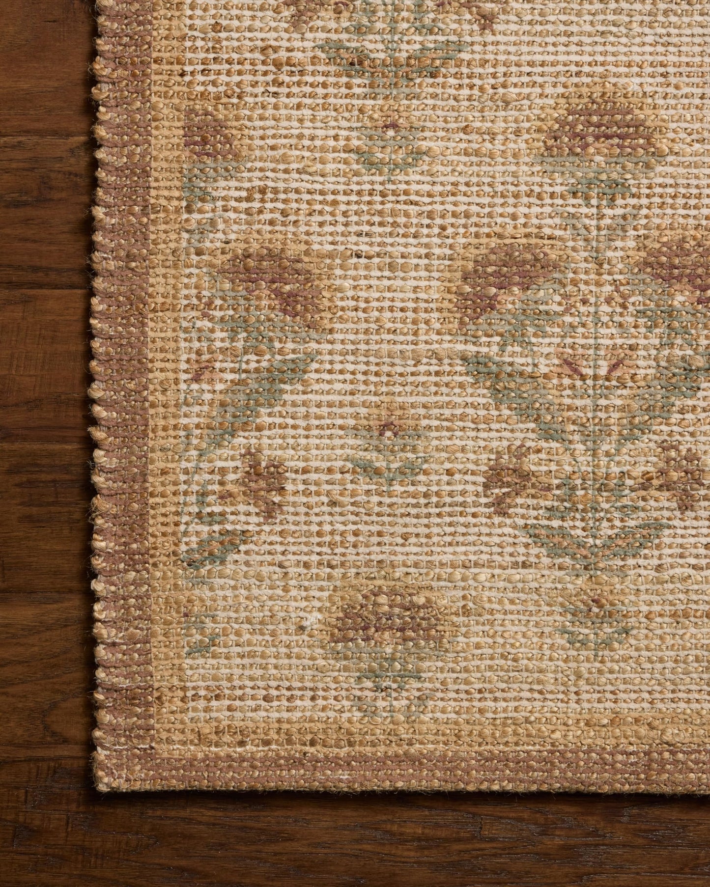 Loloi Chris Loves Julia Rue Collection Wheat/Sage Jute Neutral Floral Rug