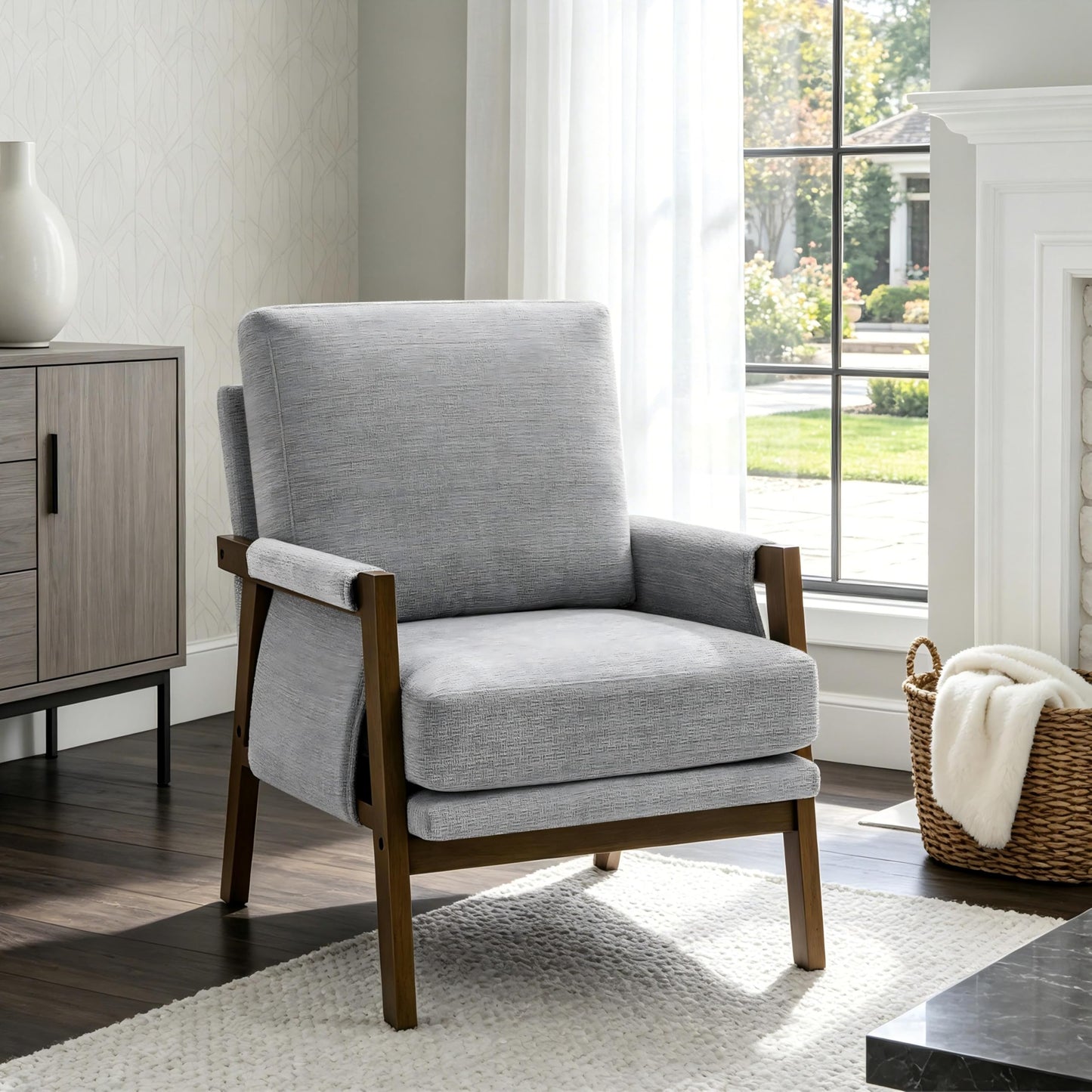 Modern Accent Armchair_Solid Wood