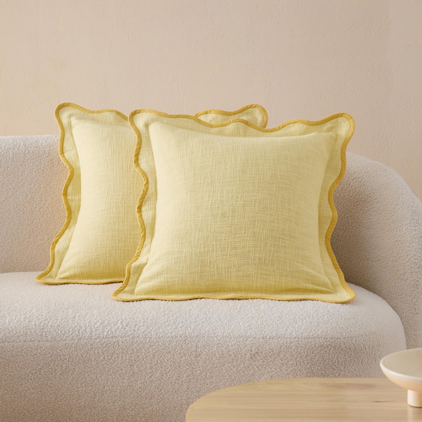 Double Stitch Scalloped Throw Pillow Covers - 100% Cotton