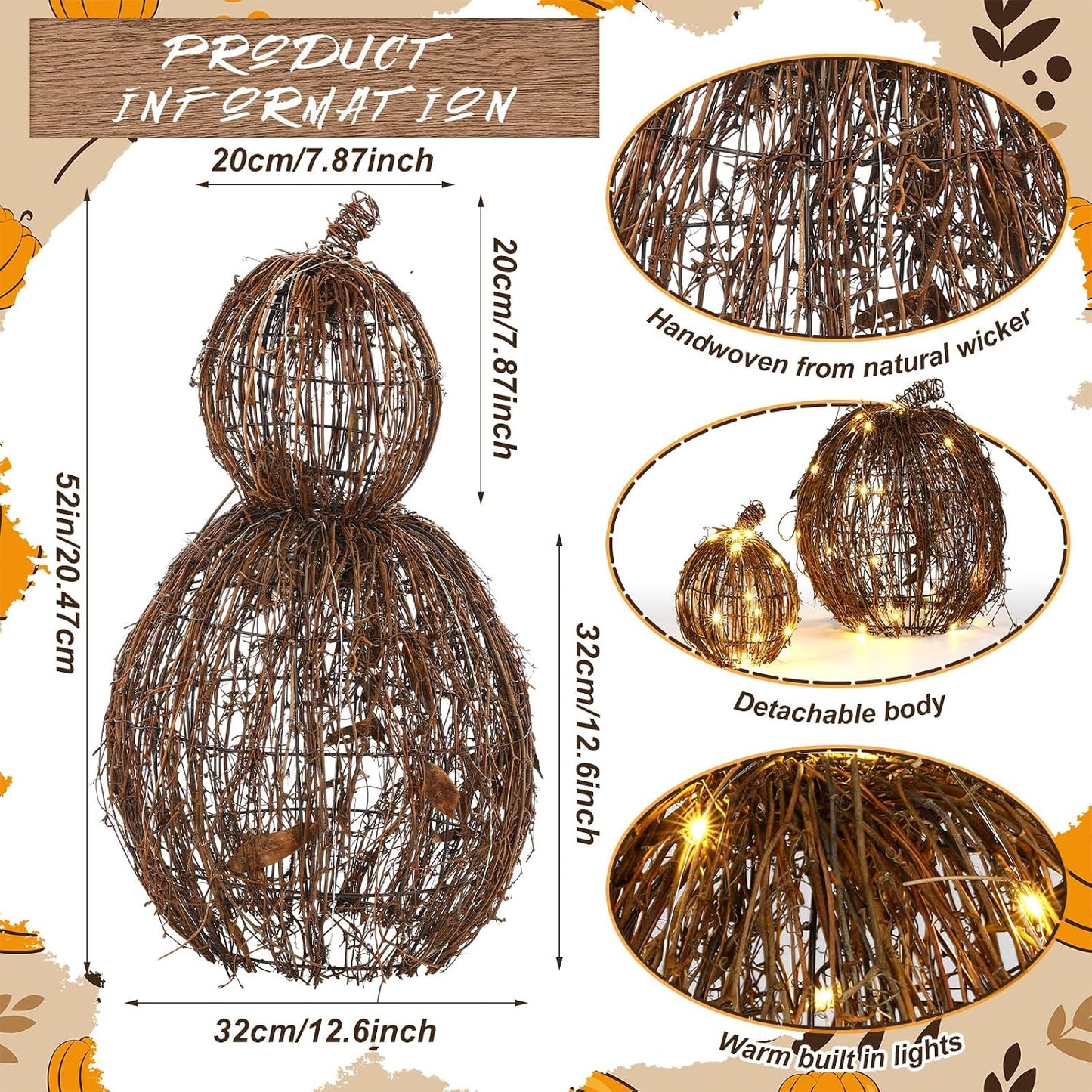 Woven Lit Fall Pumpkin