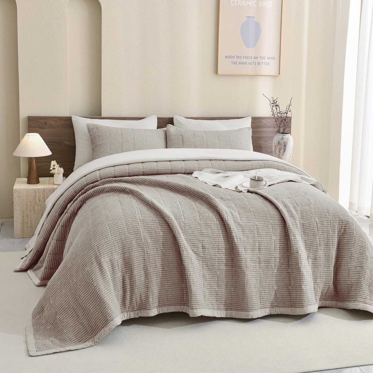 Oversized Waffle Weave Lightweight Coverlets_3 Pieces