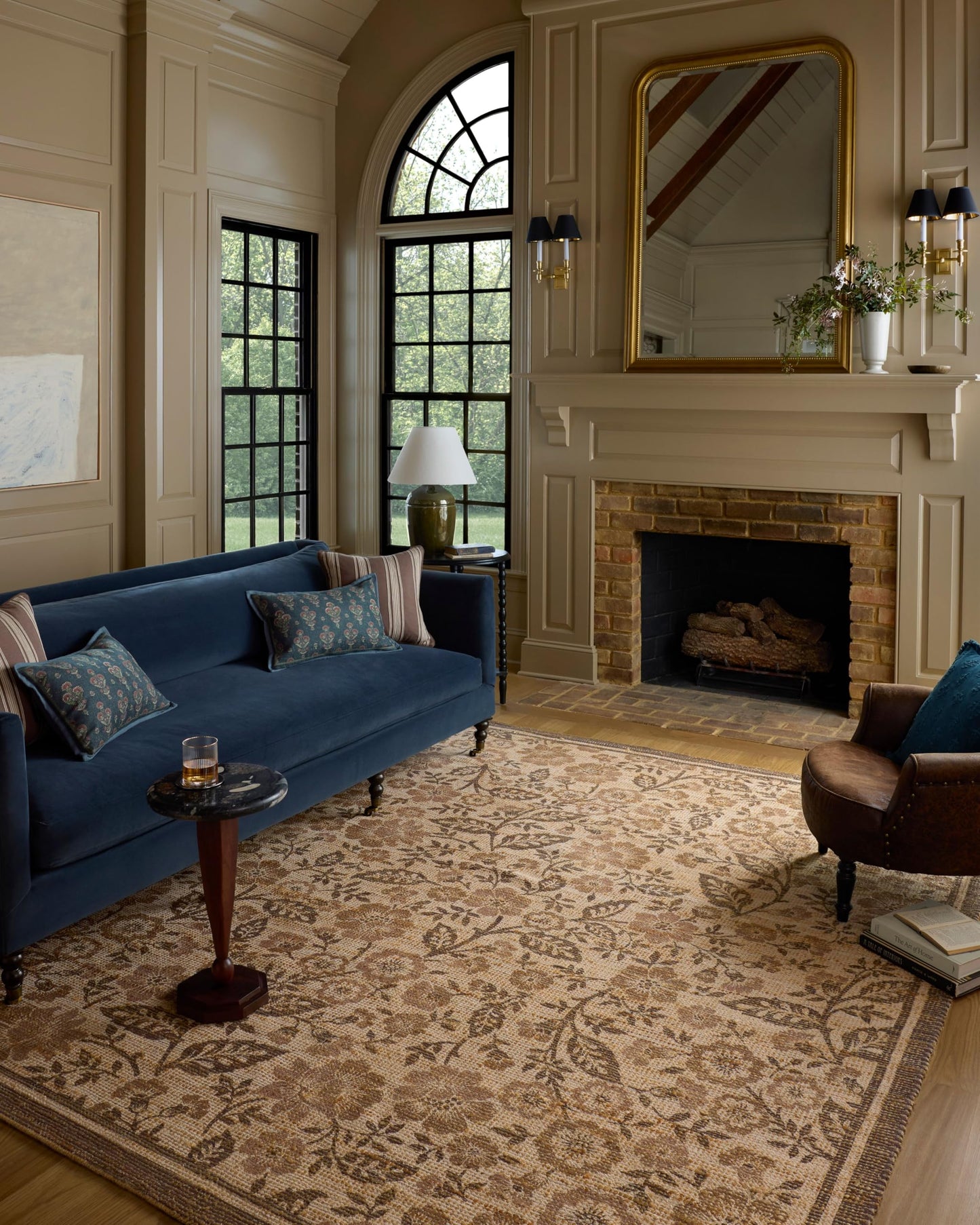 Loloi Chris Loves Julia Rue Collection Wheat/Sage Jute Neutral Floral Rug
