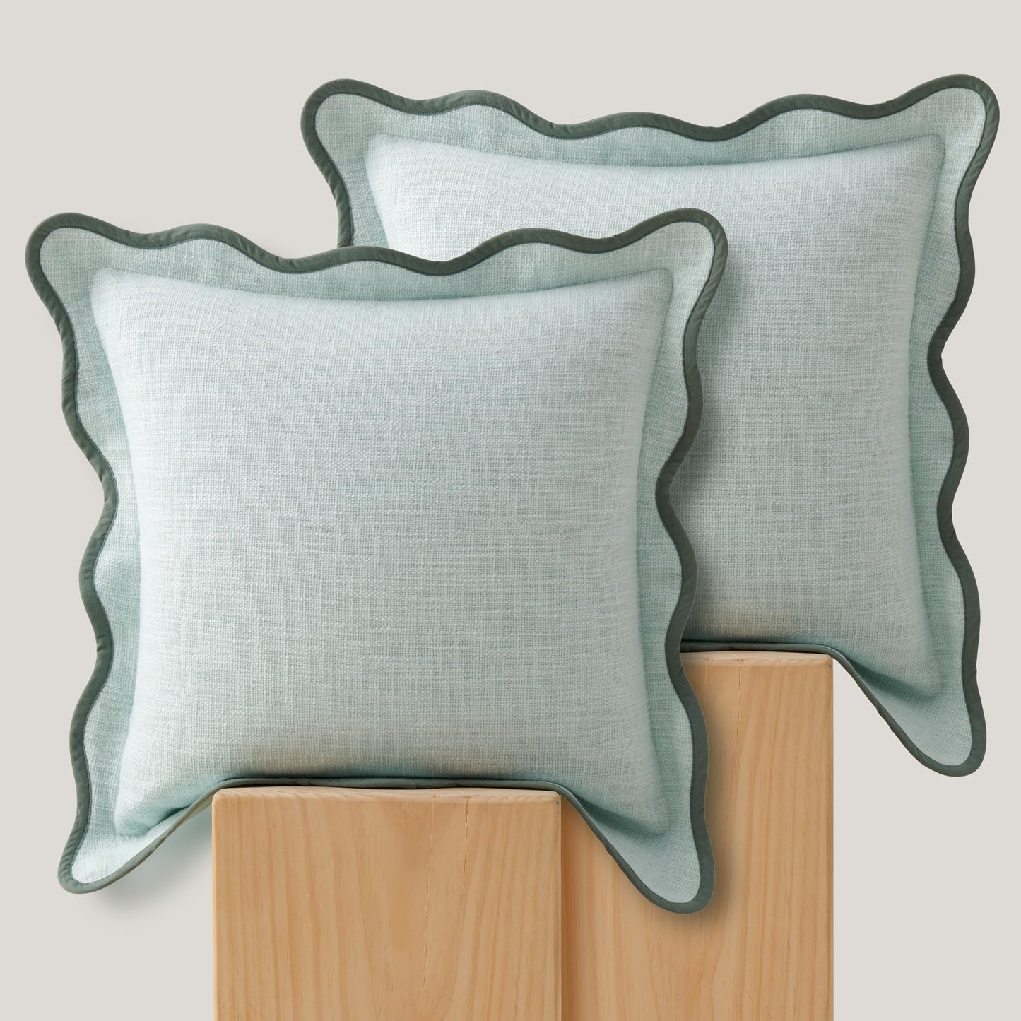Double Stitch Scalloped Throw Pillow Covers - 100% Cotton