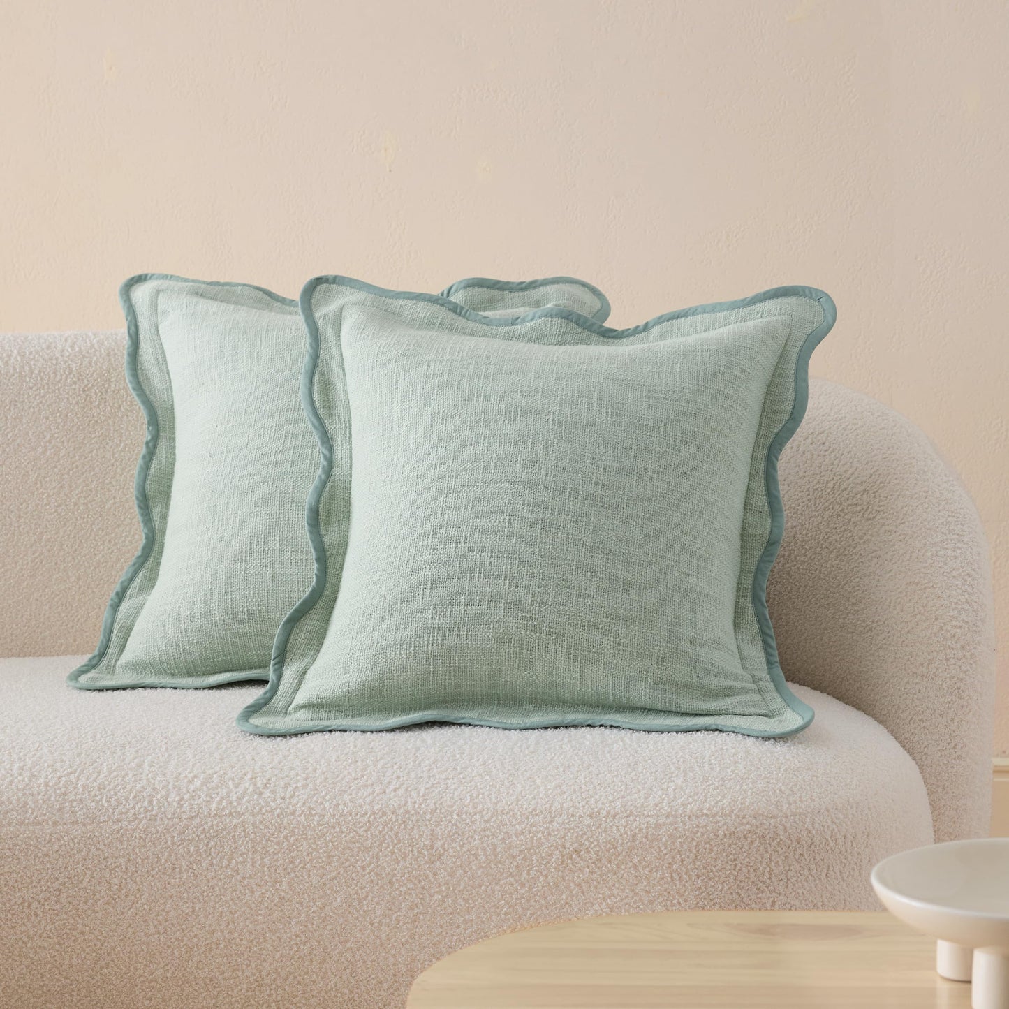 Double Stitch Scalloped Throw Pillow Covers - 100% Cotton
