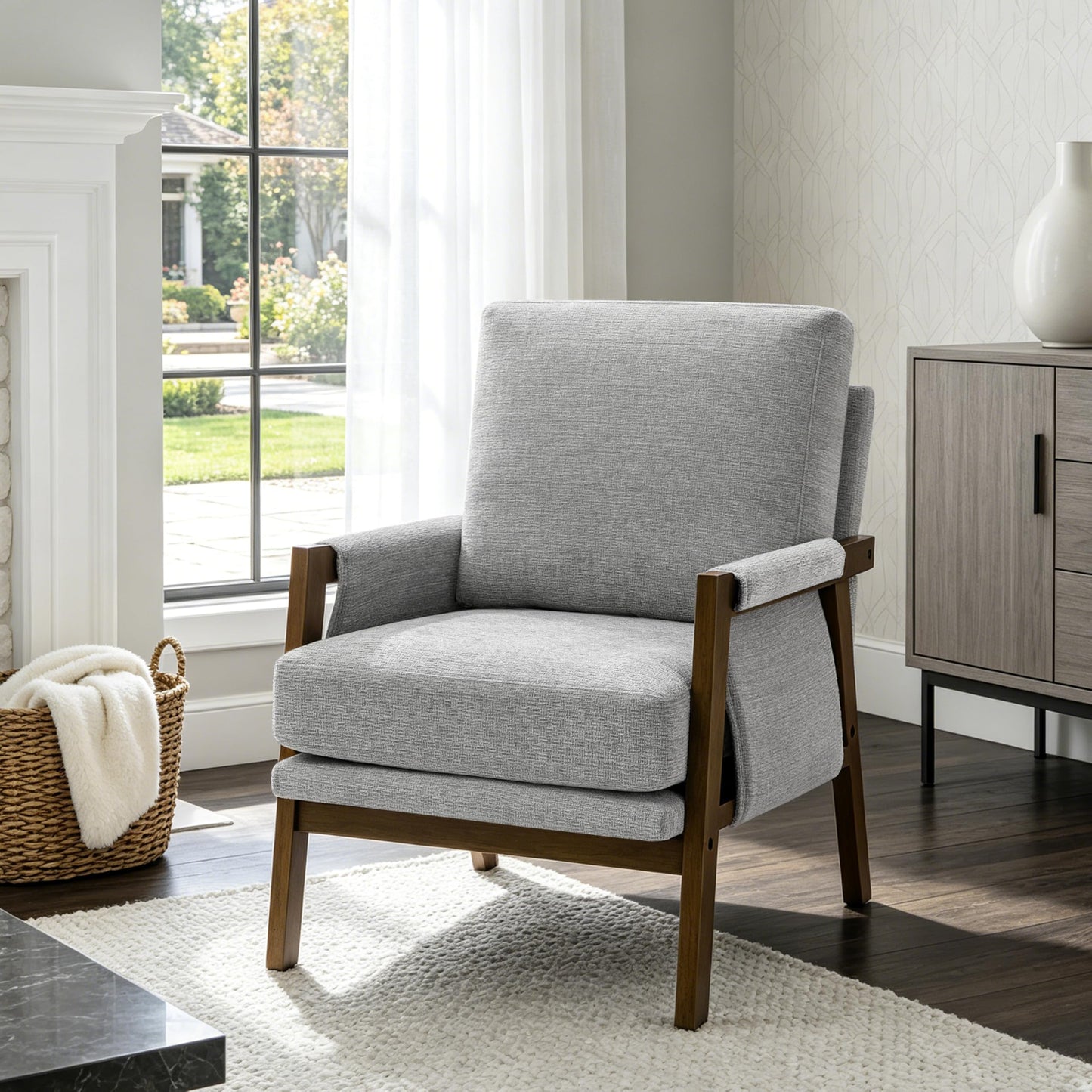 Modern Accent Armchair_Solid Wood