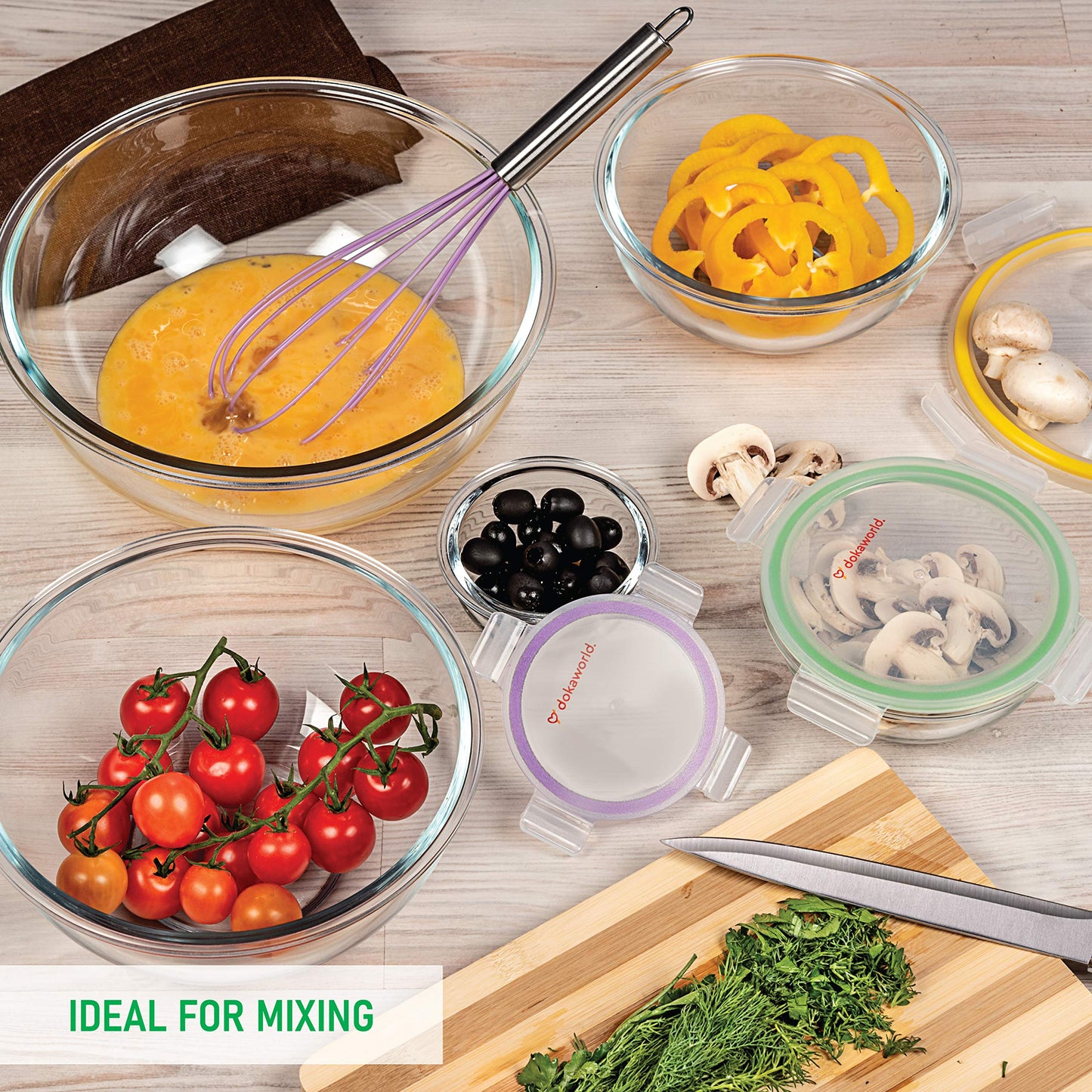 Glass Container Set with Acacia Lids - 4 Stackable Meal Prep Containers. Durable heat resistant Inert Borosilicate Glass