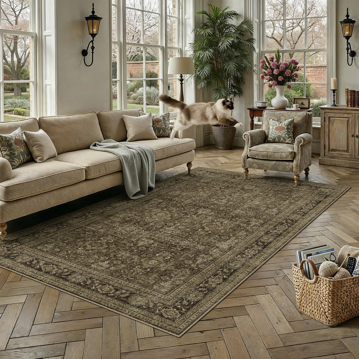 Dark Brown Vintage Rug