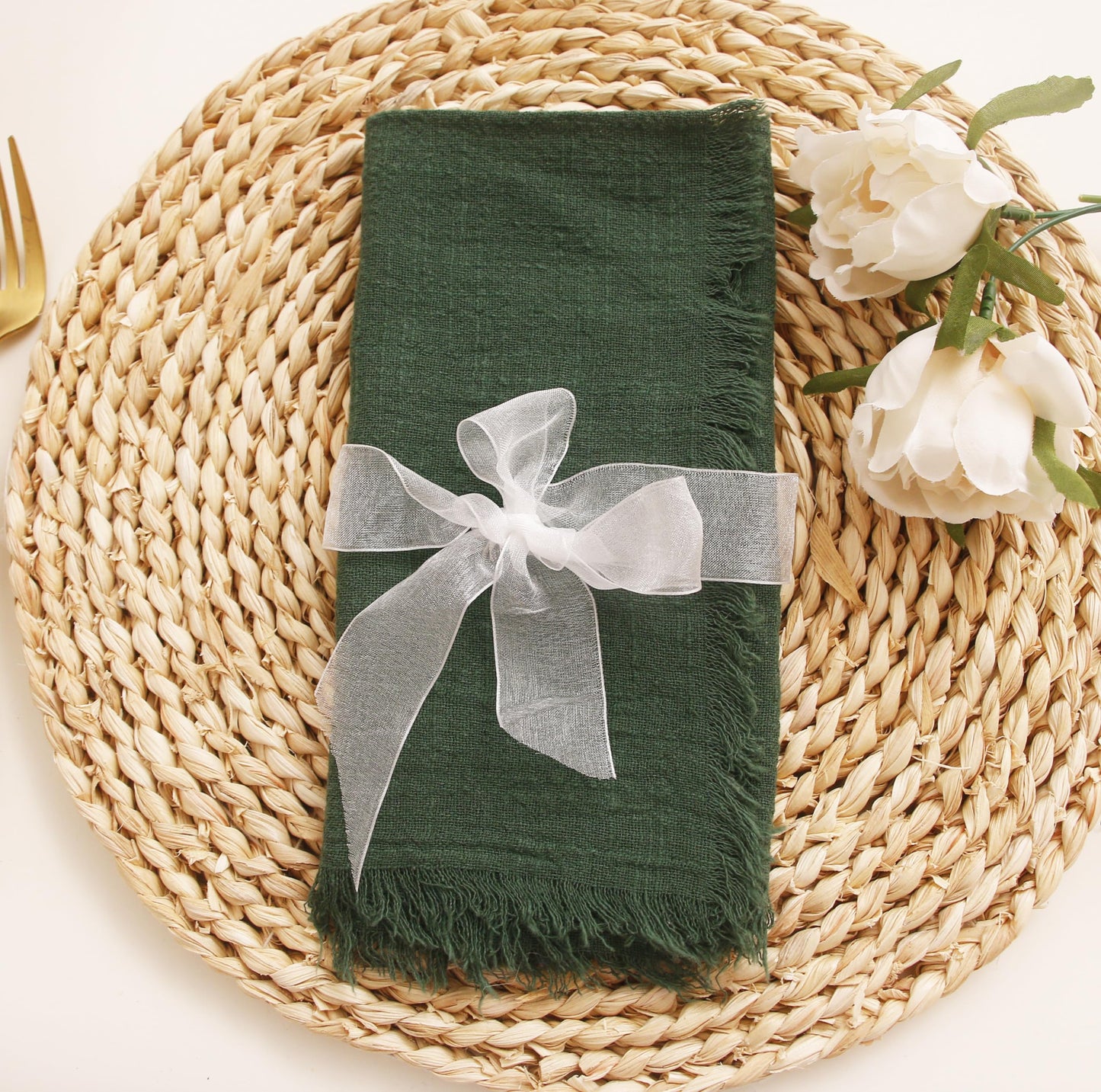 Cloth Napkins with Fringe Set of 12,100% Soft Cotton, Gauze Washable Easter Napkins for Wedding Decorative Dinner Parties, Valentine's Day (16''*16'') Light Blue