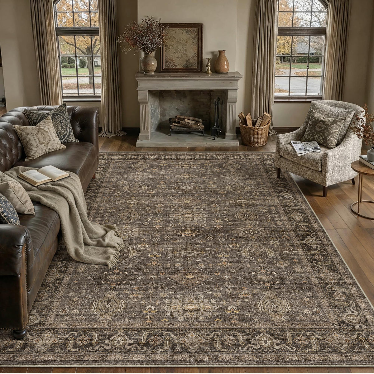 Dark Brown Vintage Rug