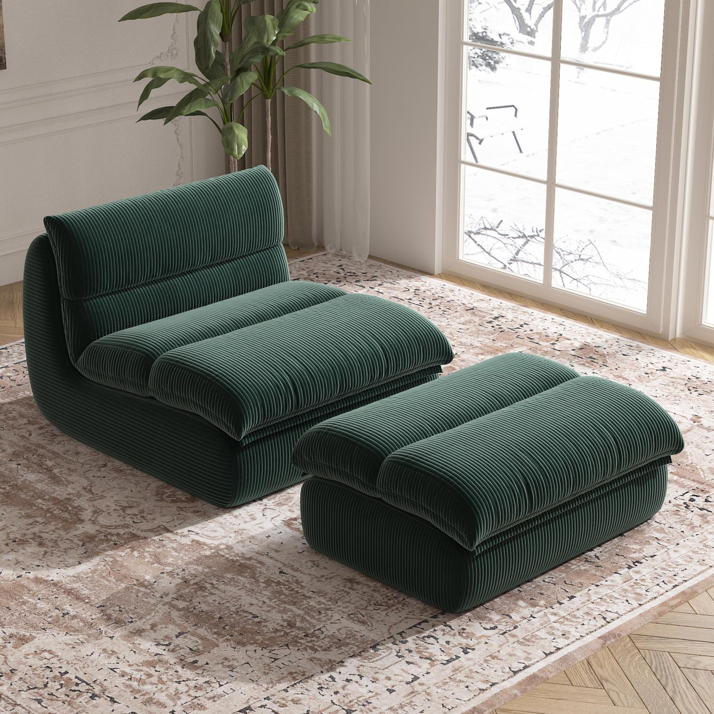 Cozy Comfy Bean Bag Chair with Ottoman