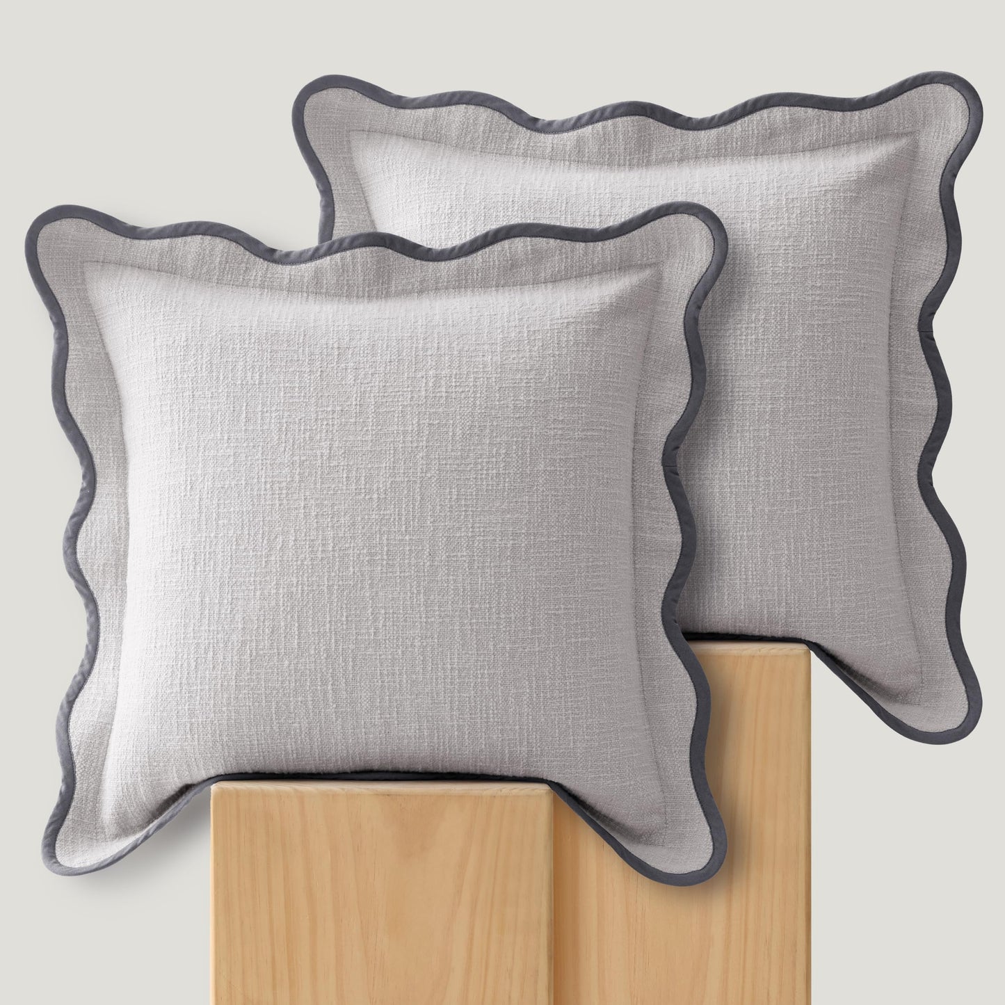 Double Stitch Scalloped Throw Pillow Covers - 100% Cotton