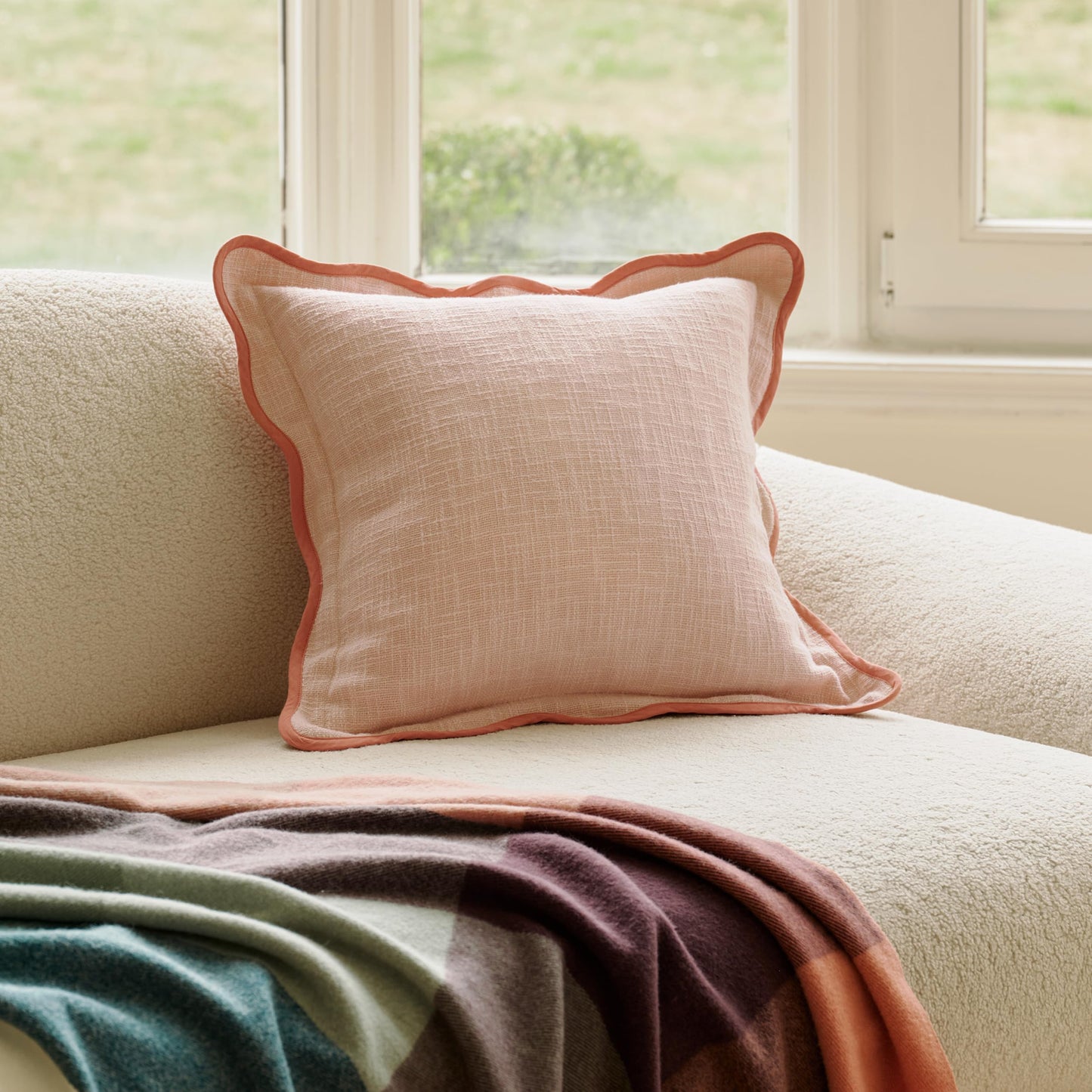 Double Stitch Scalloped Throw Pillow Covers - 100% Cotton