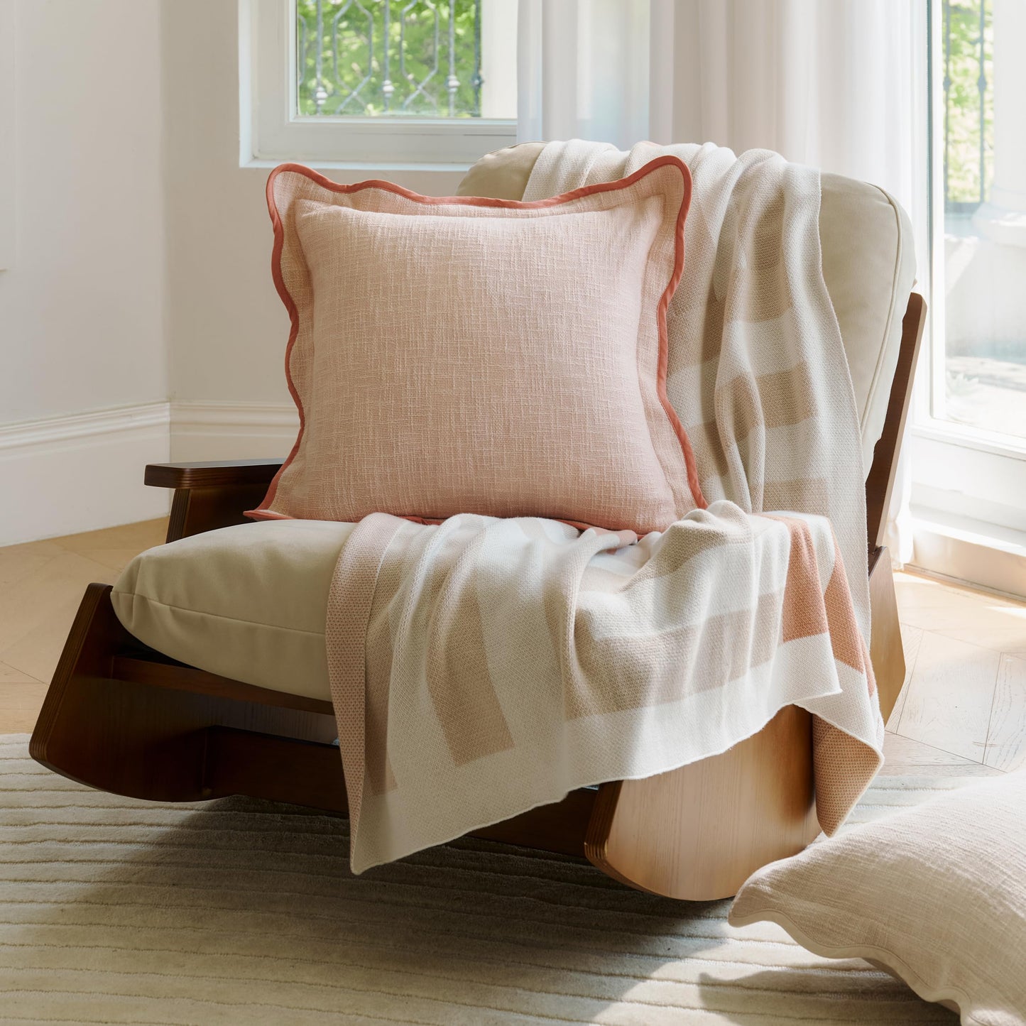 Double Stitch Scalloped Throw Pillow Covers - 100% Cotton