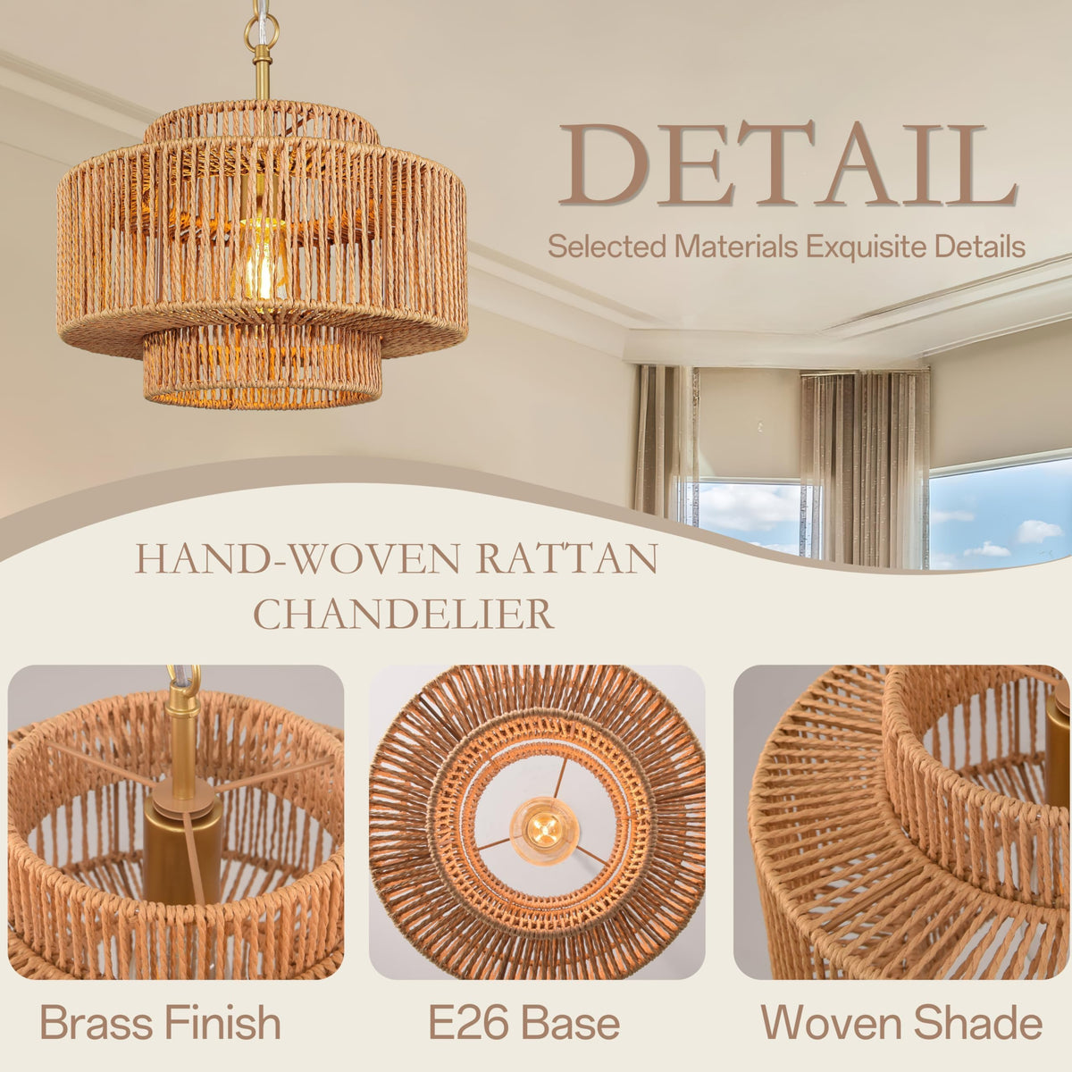 Black Rattan Pendant Chandelier