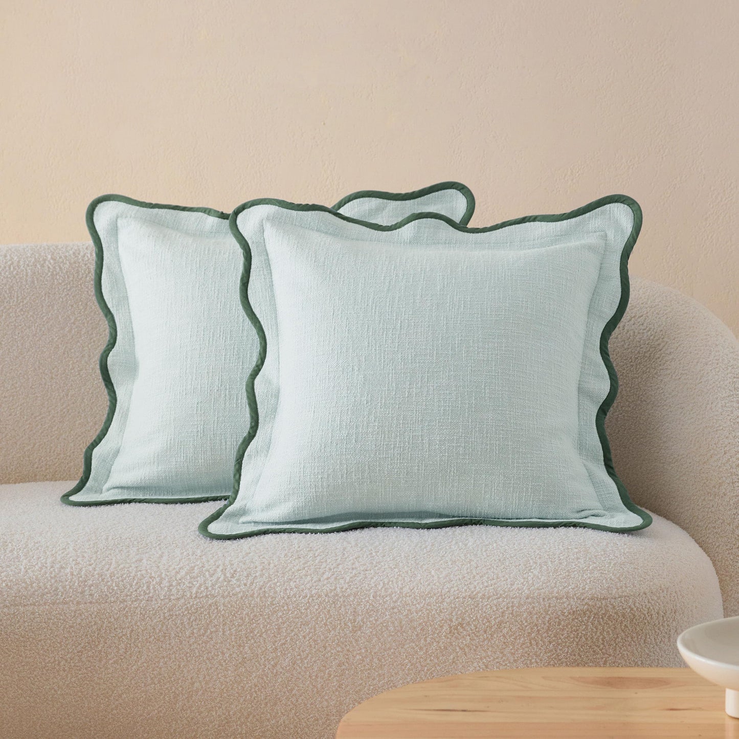 Double Stitch Scalloped Throw Pillow Covers - 100% Cotton
