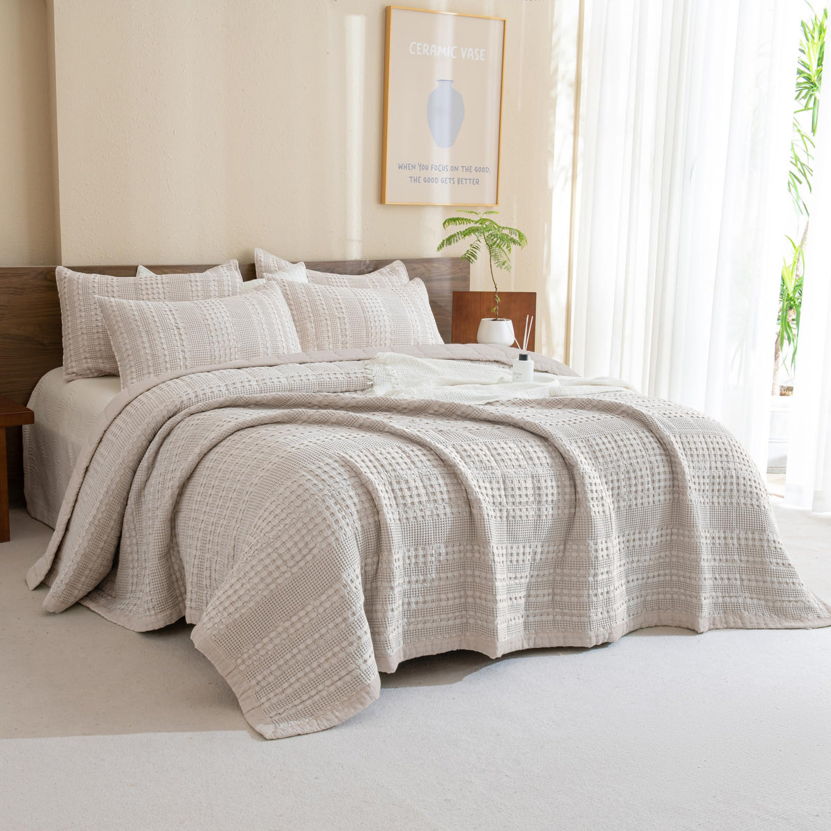 Oversized Waffle Weave Lightweight Coverlets_3 Pieces