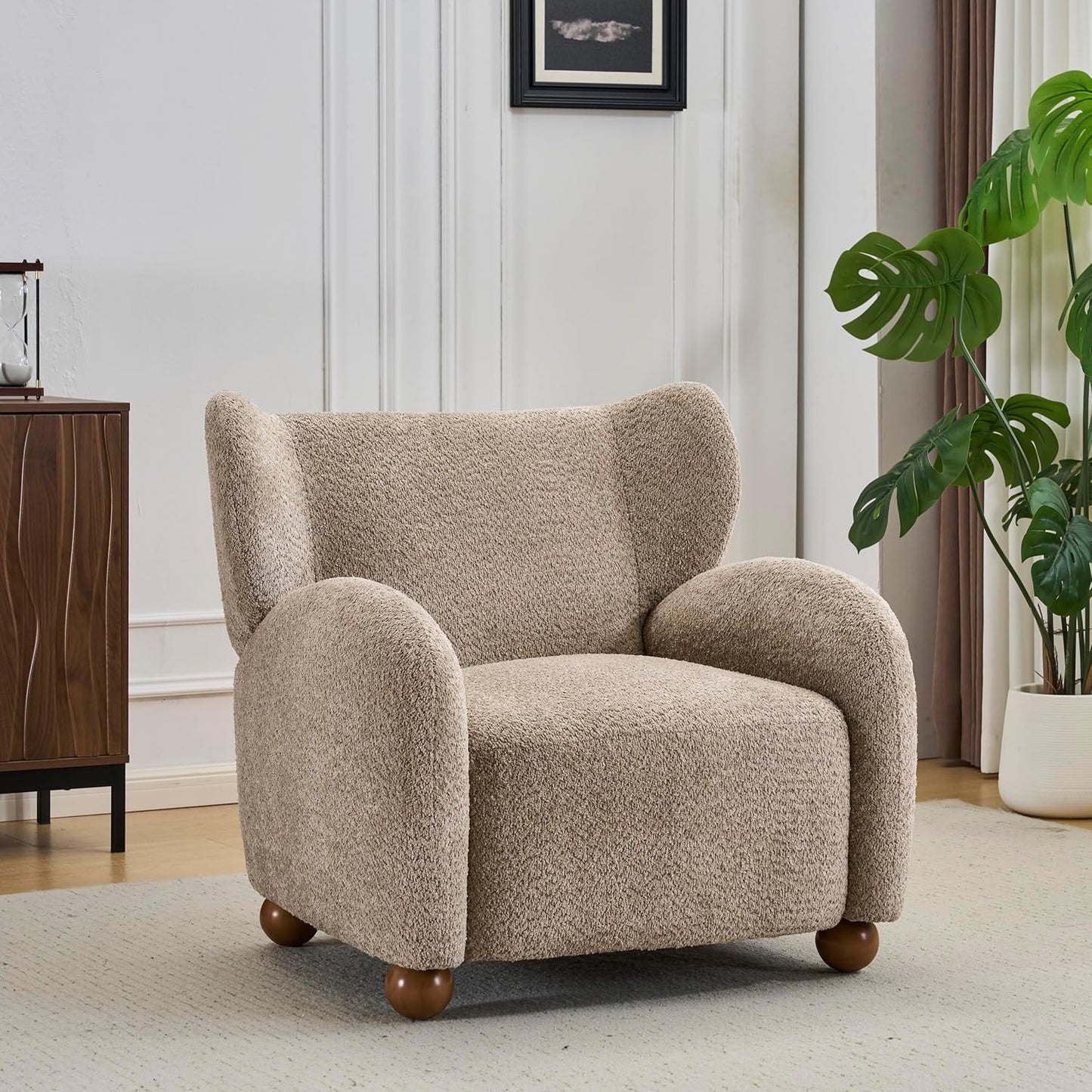 Aiden Boucle Wingback Accent Chair
