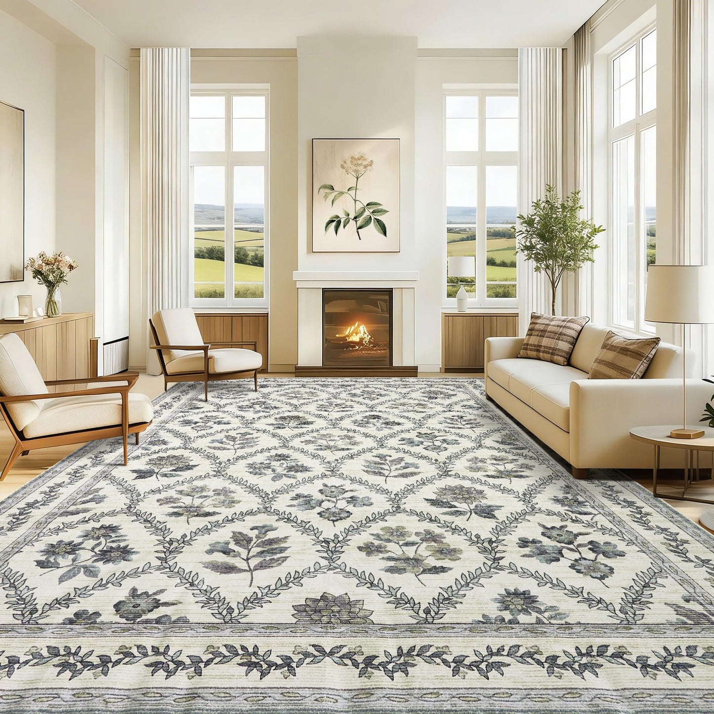 Floral Living Room Rug