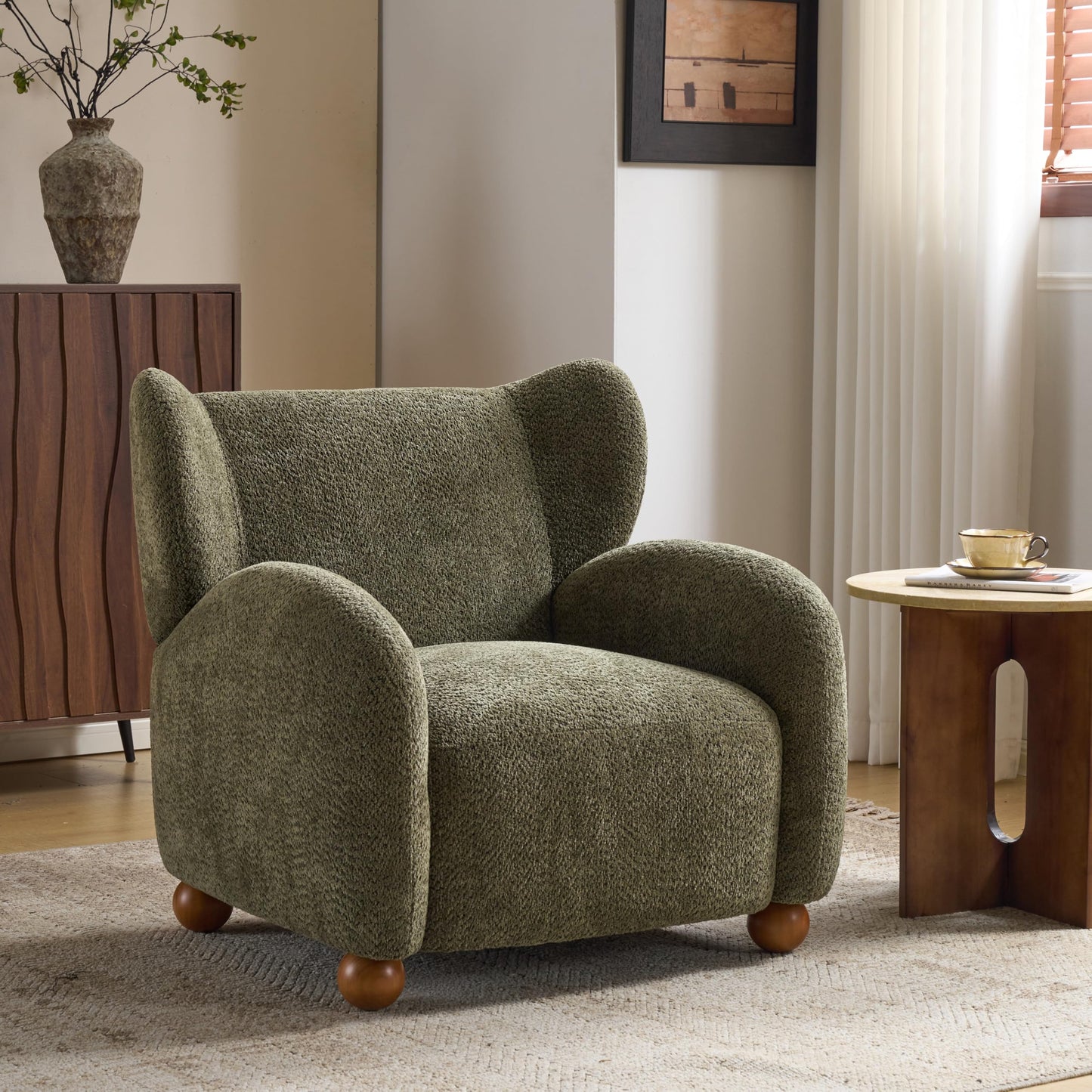 Aiden Boucle Wingback Accent Chair