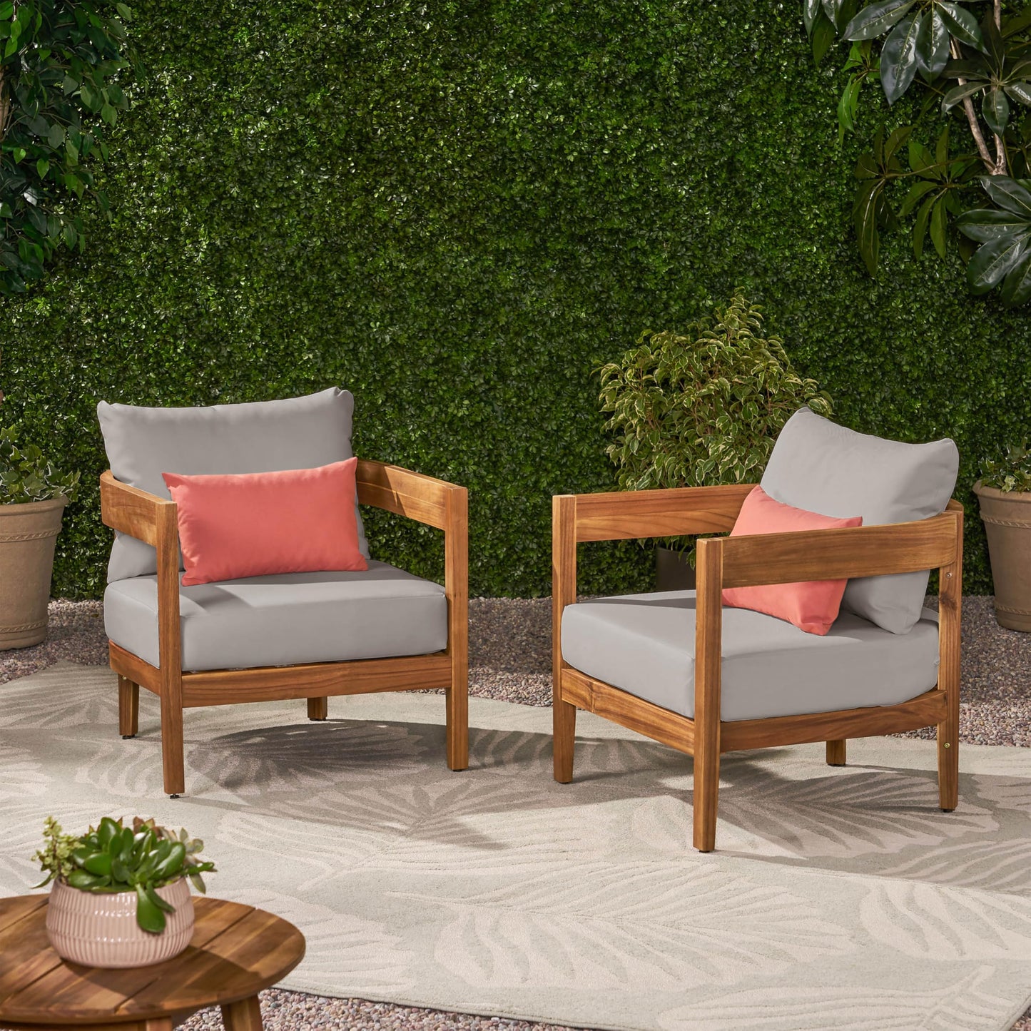Outdoor Club Chairs with Cushions (Set of 2)