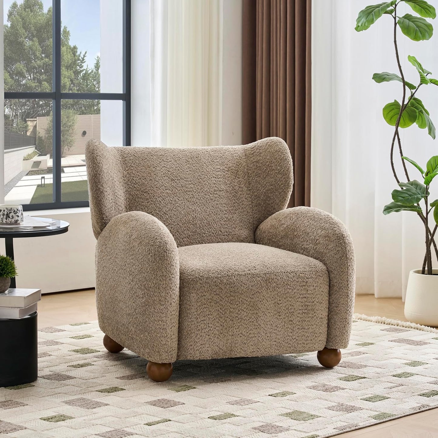 Aiden Boucle Wingback Accent Chair