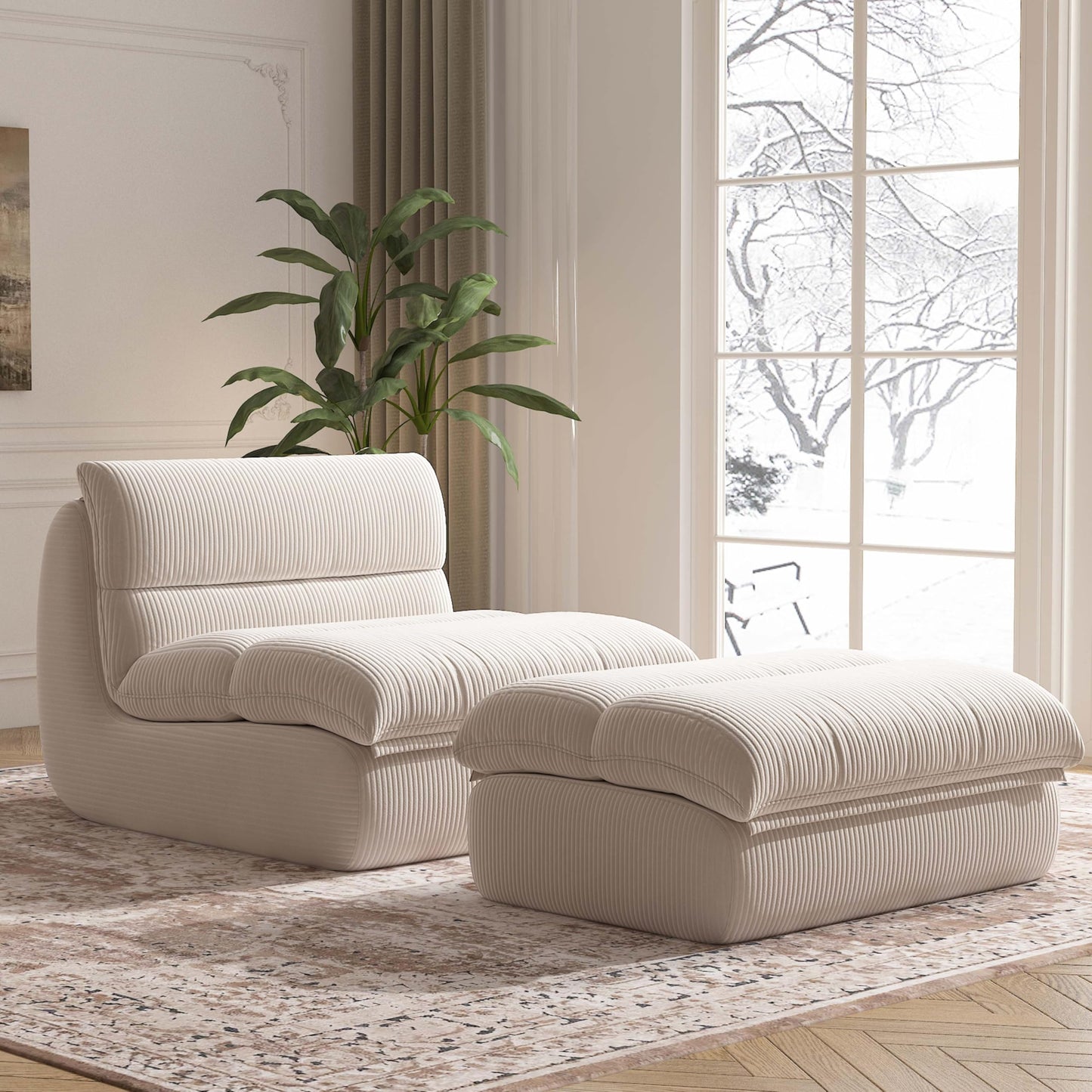 Cozy Comfy Bean Bag Chair with Ottoman