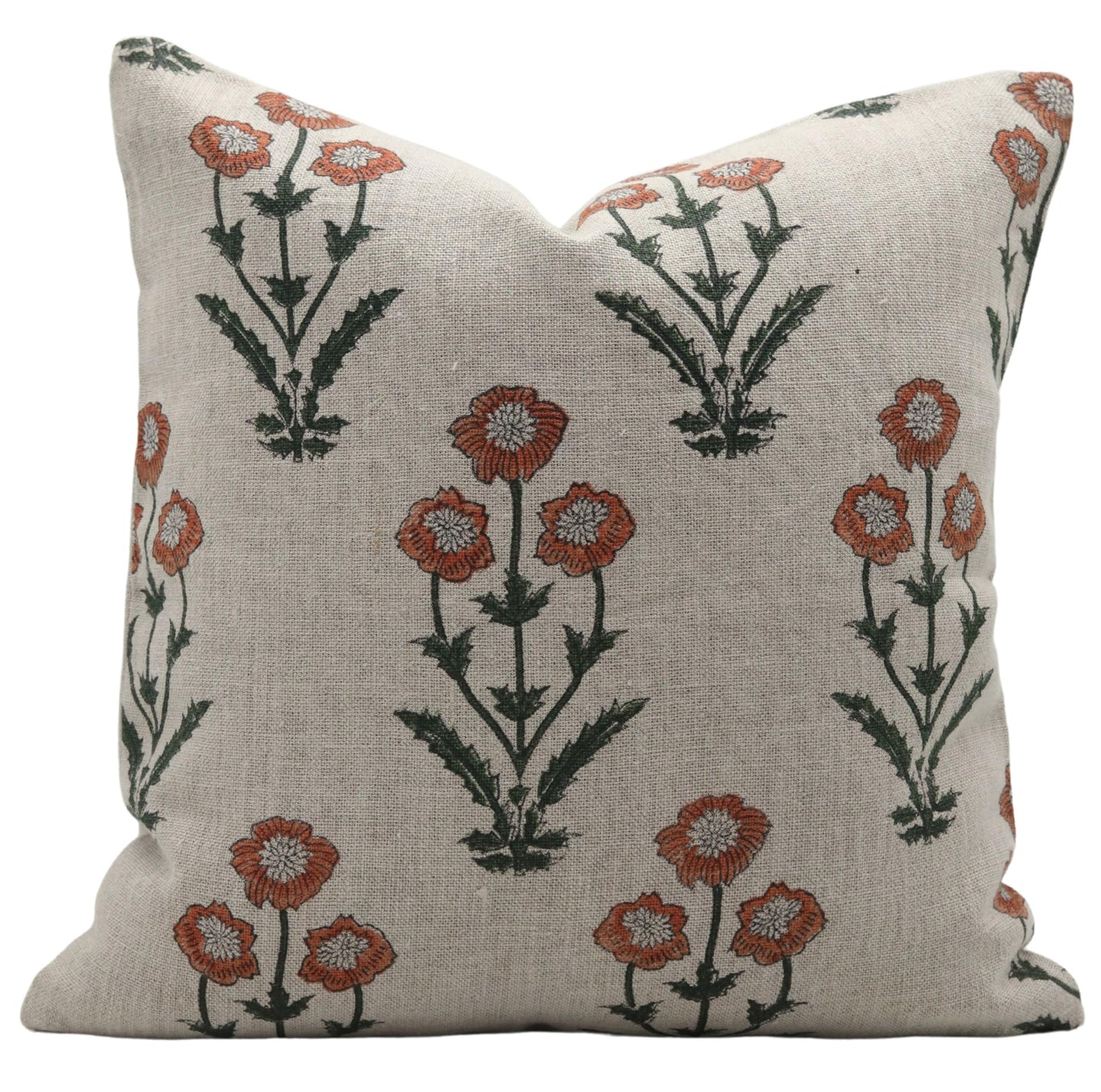 Floral Print Thick Linen 18x18 Inch Throw Pillowcase