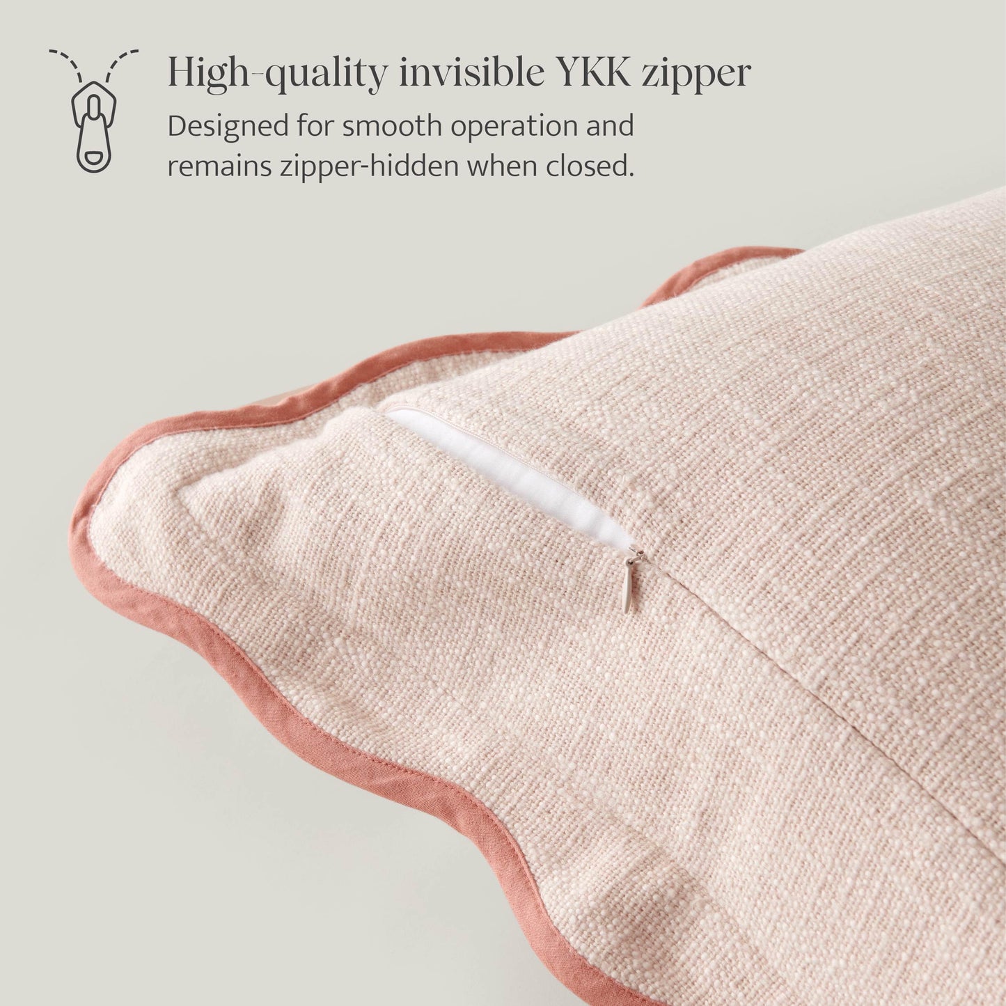 Double Stitch Scalloped Throw Pillow Covers - 100% Cotton
