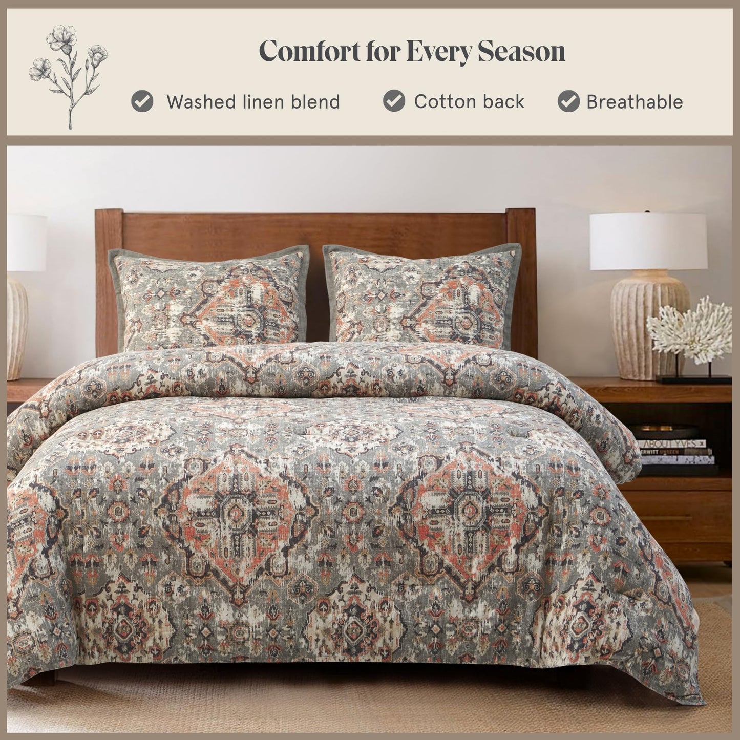 Victoria 3 Piece Duvet Cover Set with Pillow Shams