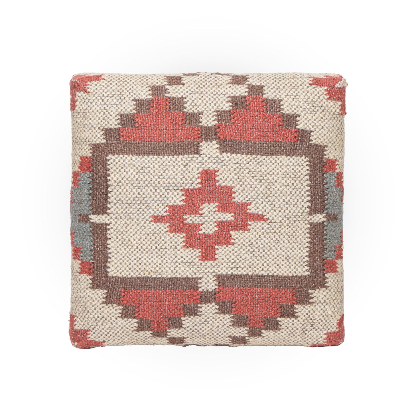 Handmade Jute Ottoman Stool with Wooden Legs