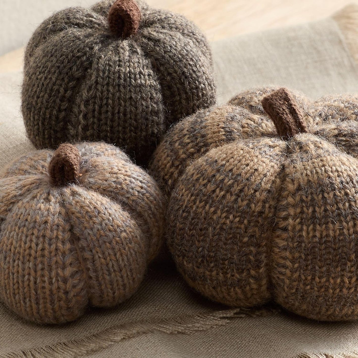 Set of 3 Cozy Knit Pumpkins