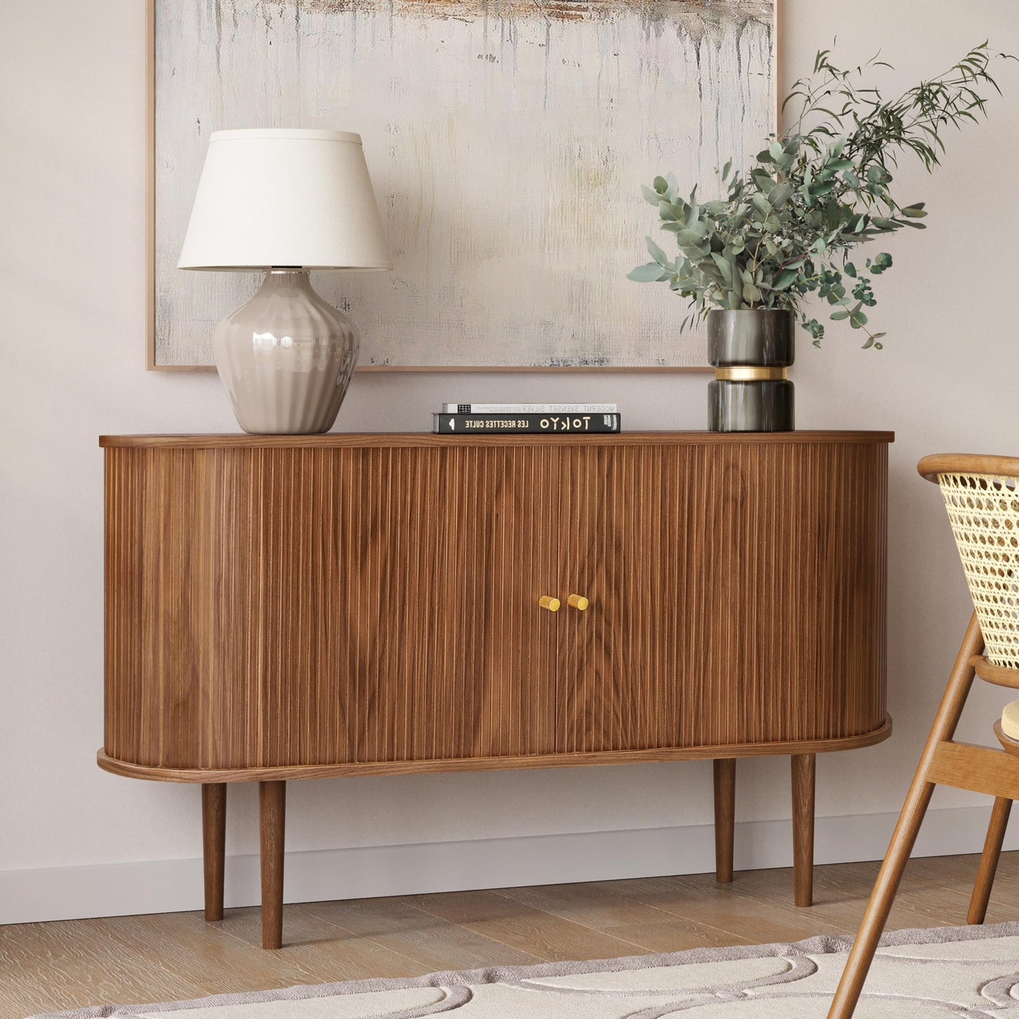 WERMO 71’’ Black Sideboard Cabinet with Doors and Shelves - Black Cabinet for Living Room, Bedroom, Entryway and Office Credenza. Kitchen Buffet, Modern Media Console Table with Storage (Black Oak)