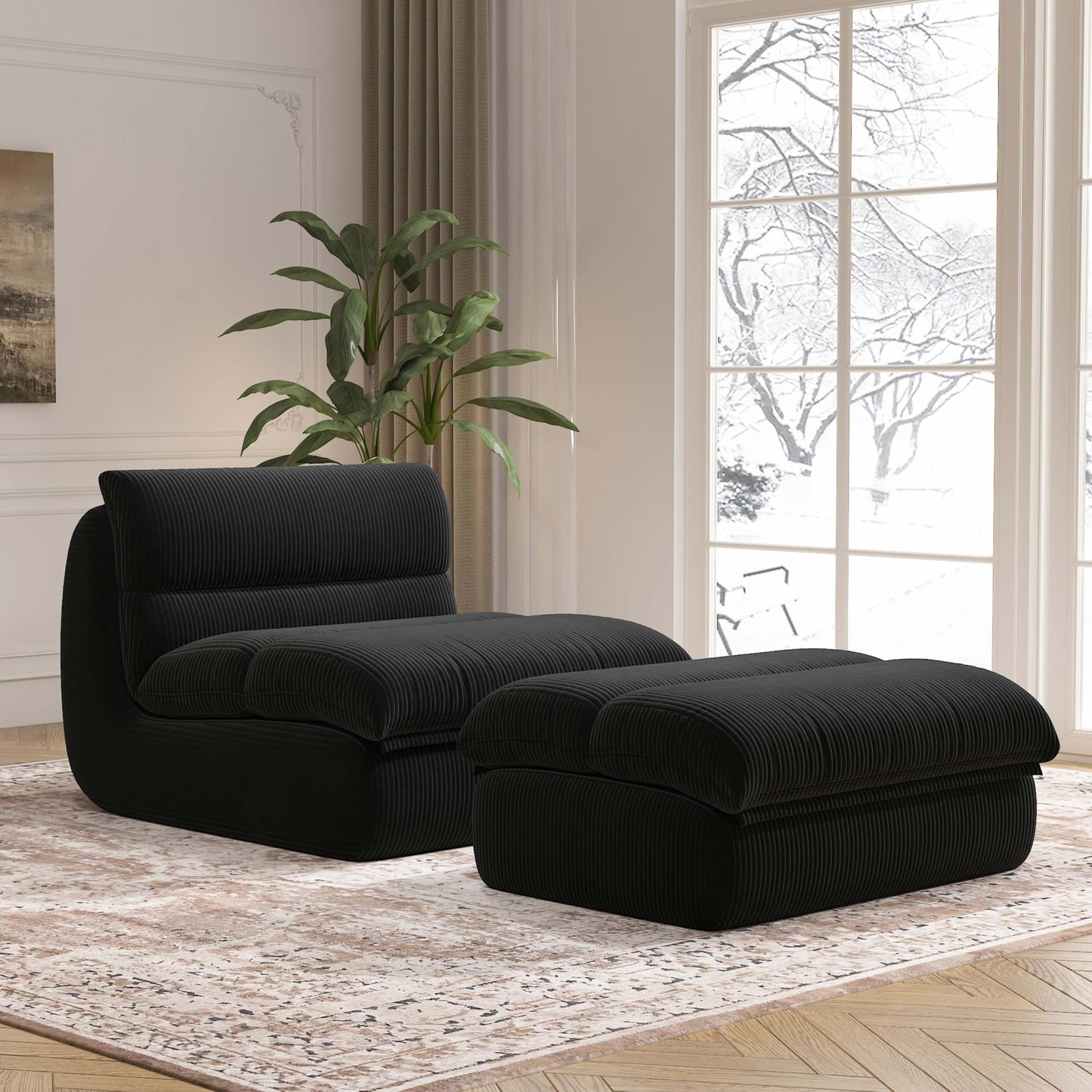 Cozy Comfy Bean Bag Chair with Ottoman