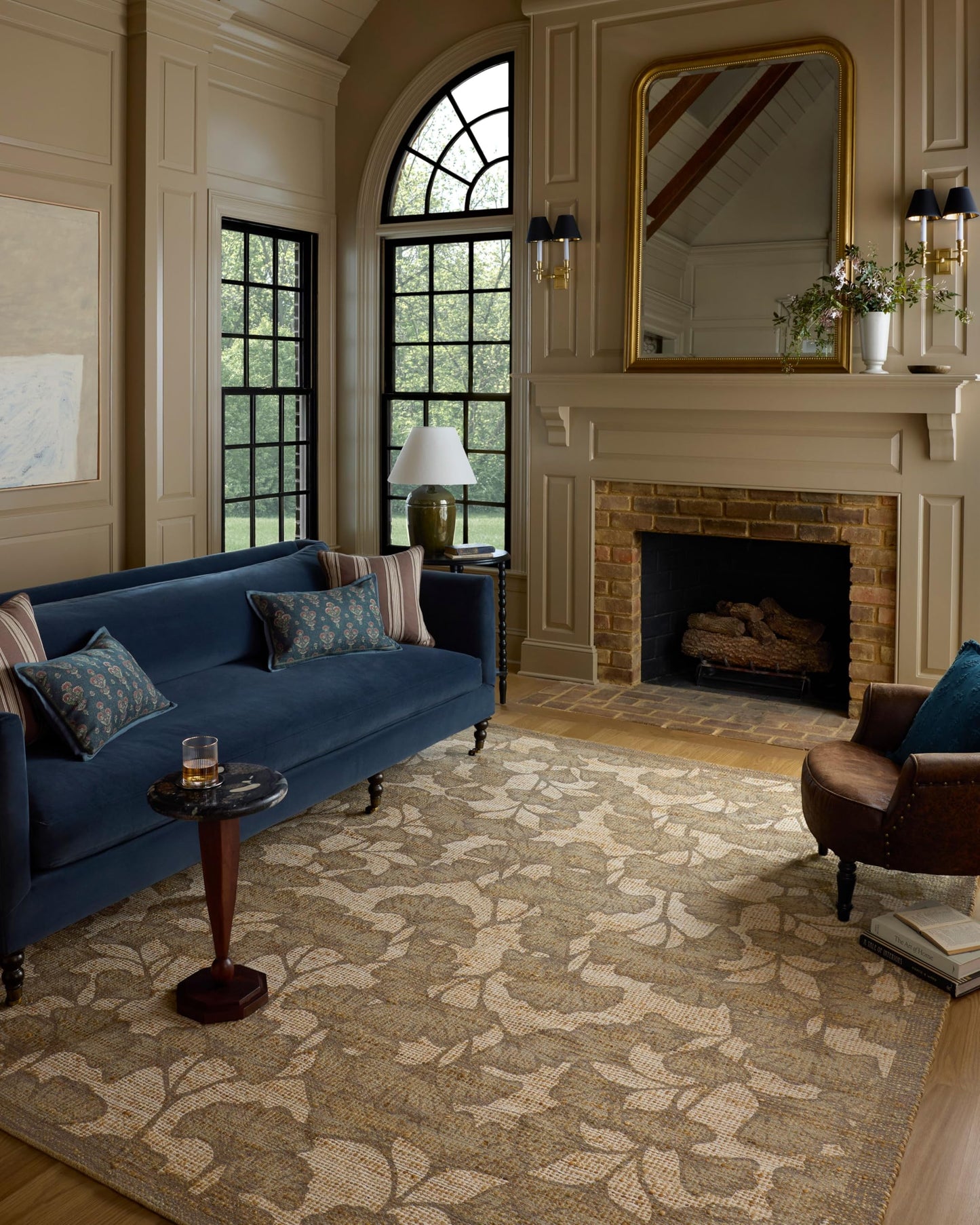 Loloi Chris Loves Julia Rue Collection Wheat/Sage Jute Neutral Floral Rug