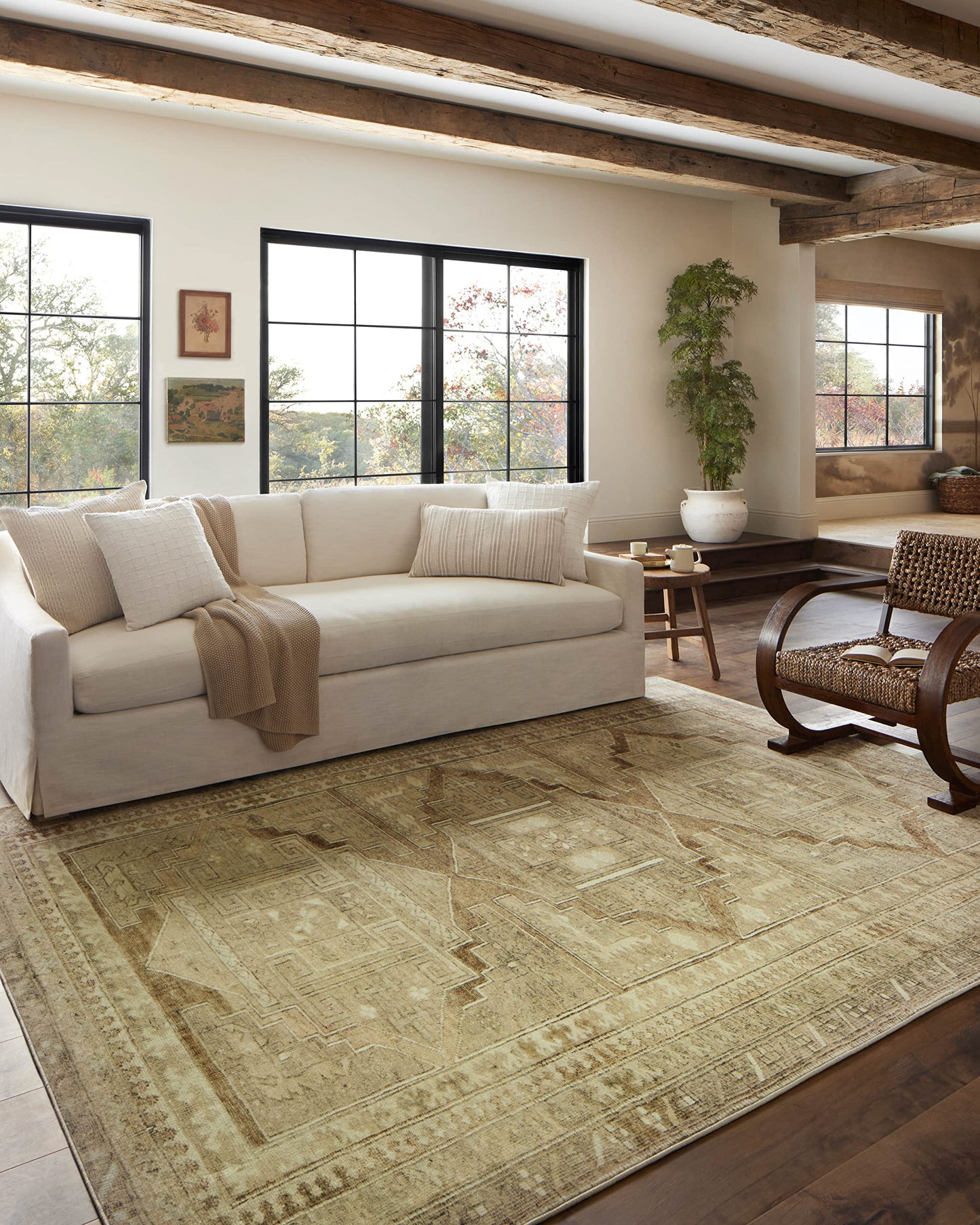 Loloi Magnolia Home by Joanna Gaines Sinclair Collection SIN-01 Pebble/Taupe 7'-6" x 9'-6", .25" Pile Height, Machine Washable, Area Rug
