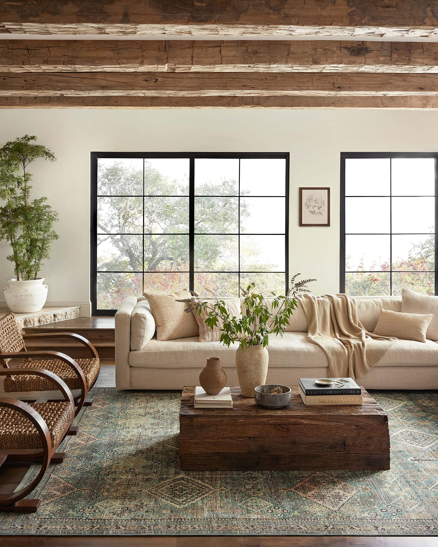 Loloi Magnolia Home by Joanna Gaines Sinclair Collection SIN-01 Pebble/Taupe 7'-6" x 9'-6", .25" Pile Height, Machine Washable, Area Rug