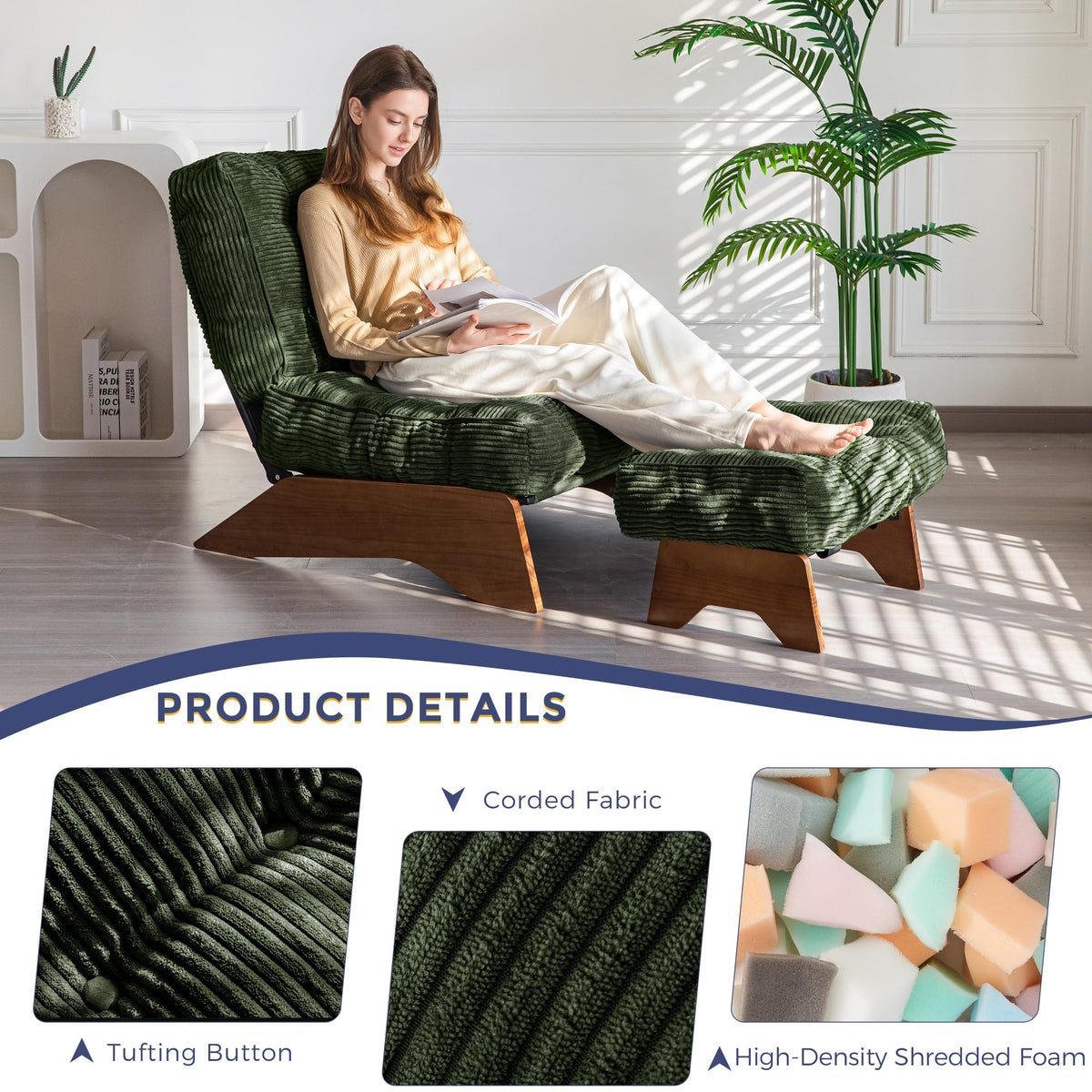Lounge Chair with Ottoman and with Adjustable Backrest