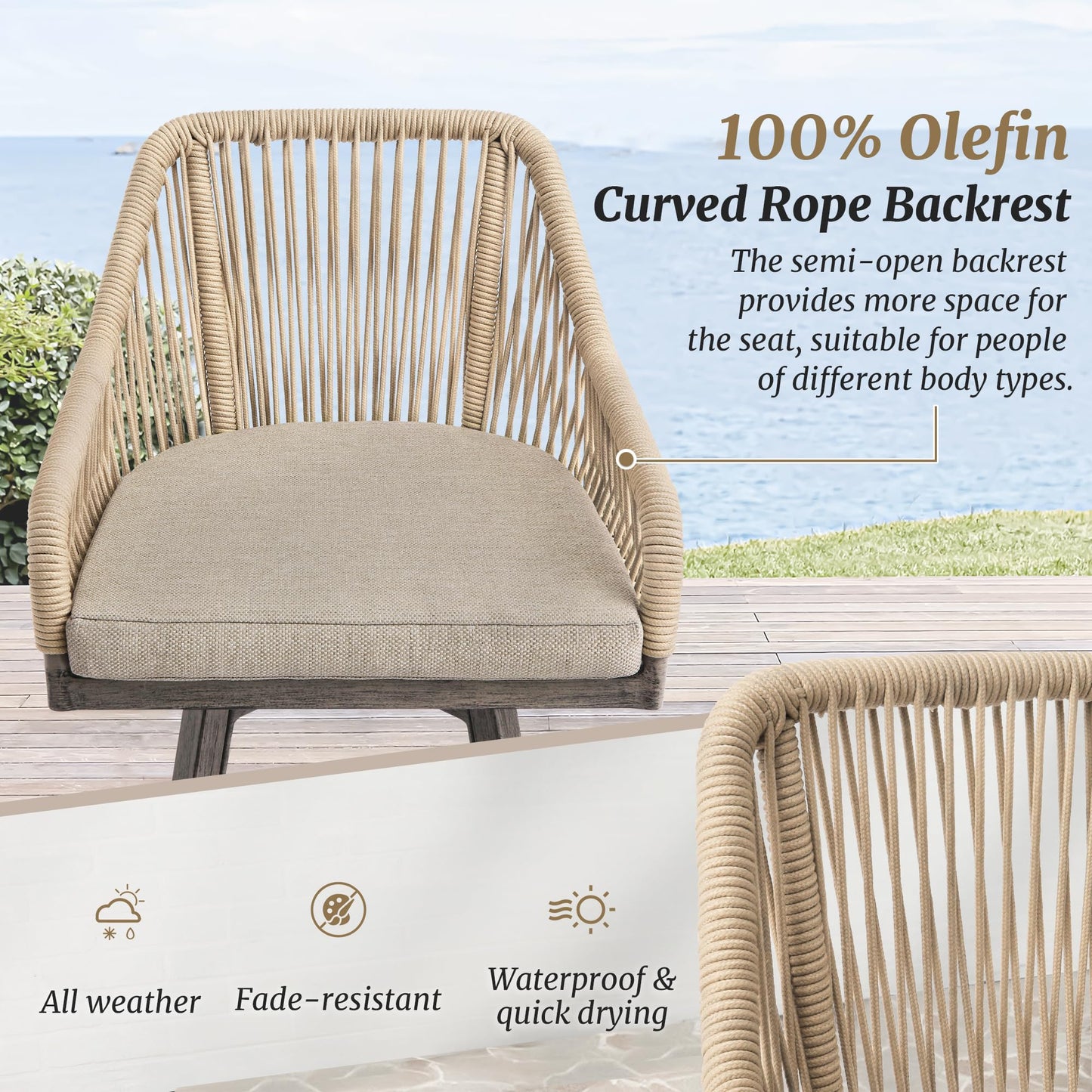Swivel Outdoor Bar Stools Set of 4, with Armrest