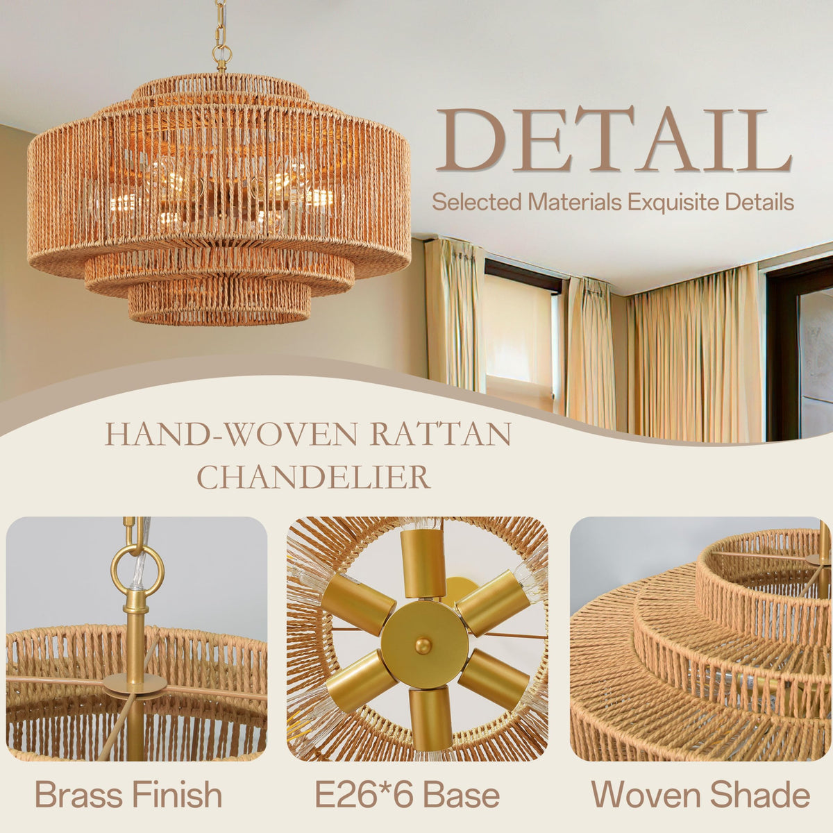 Black Rattan Pendant Chandelier