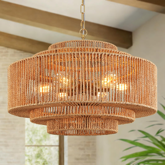 Black Rattan Pendant Chandelier
