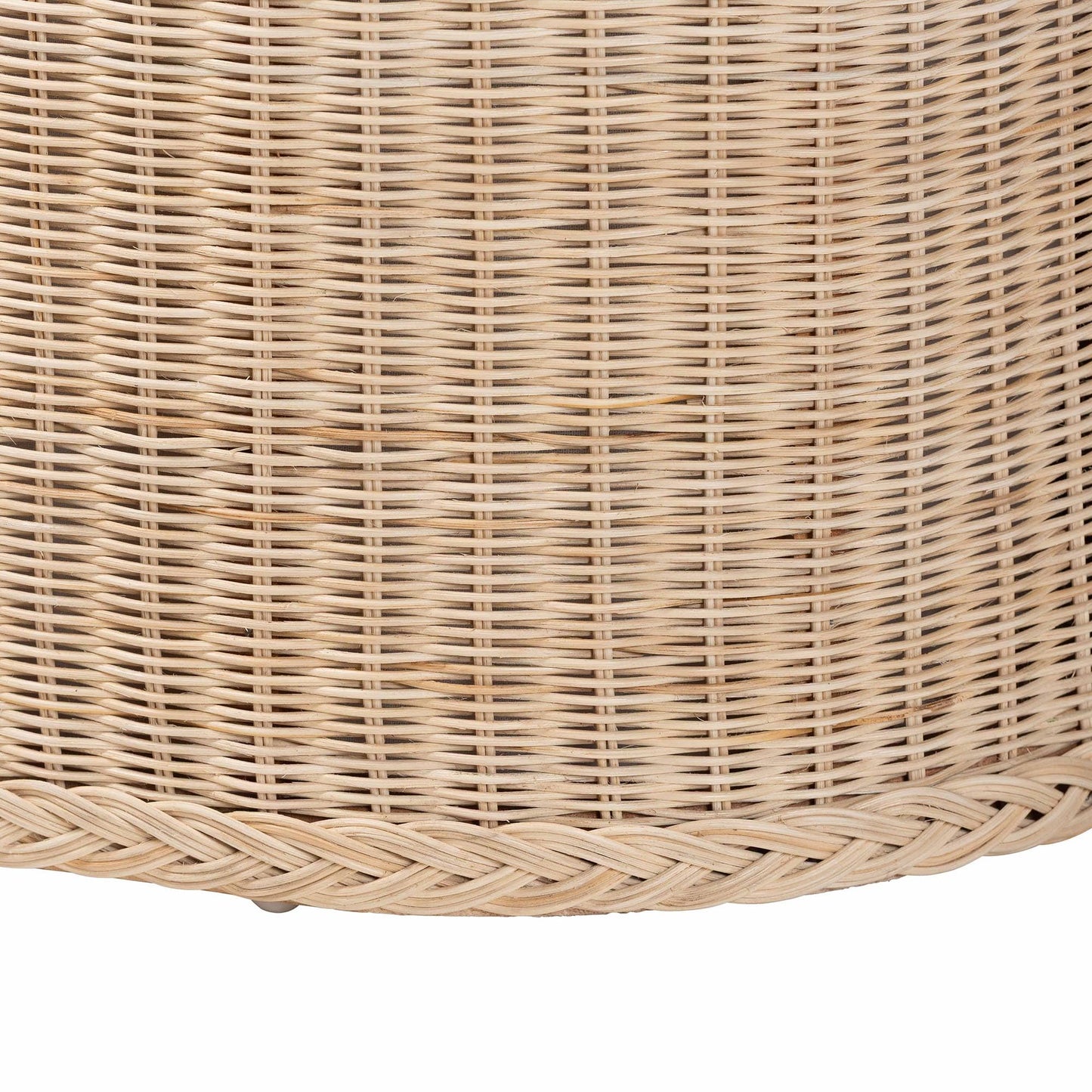 Braided Natural Rattan Storage Bench with Cushioned Lift-Top Lid