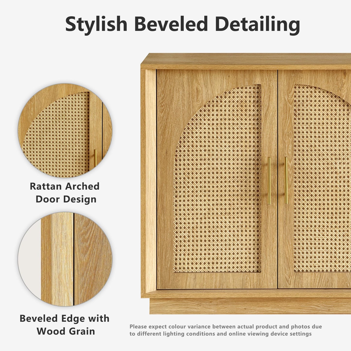 Sideboard Buffet Cabinet with Storage, Mid Century Modern Accent Cabinet with Arched Doors, Modular Media Console